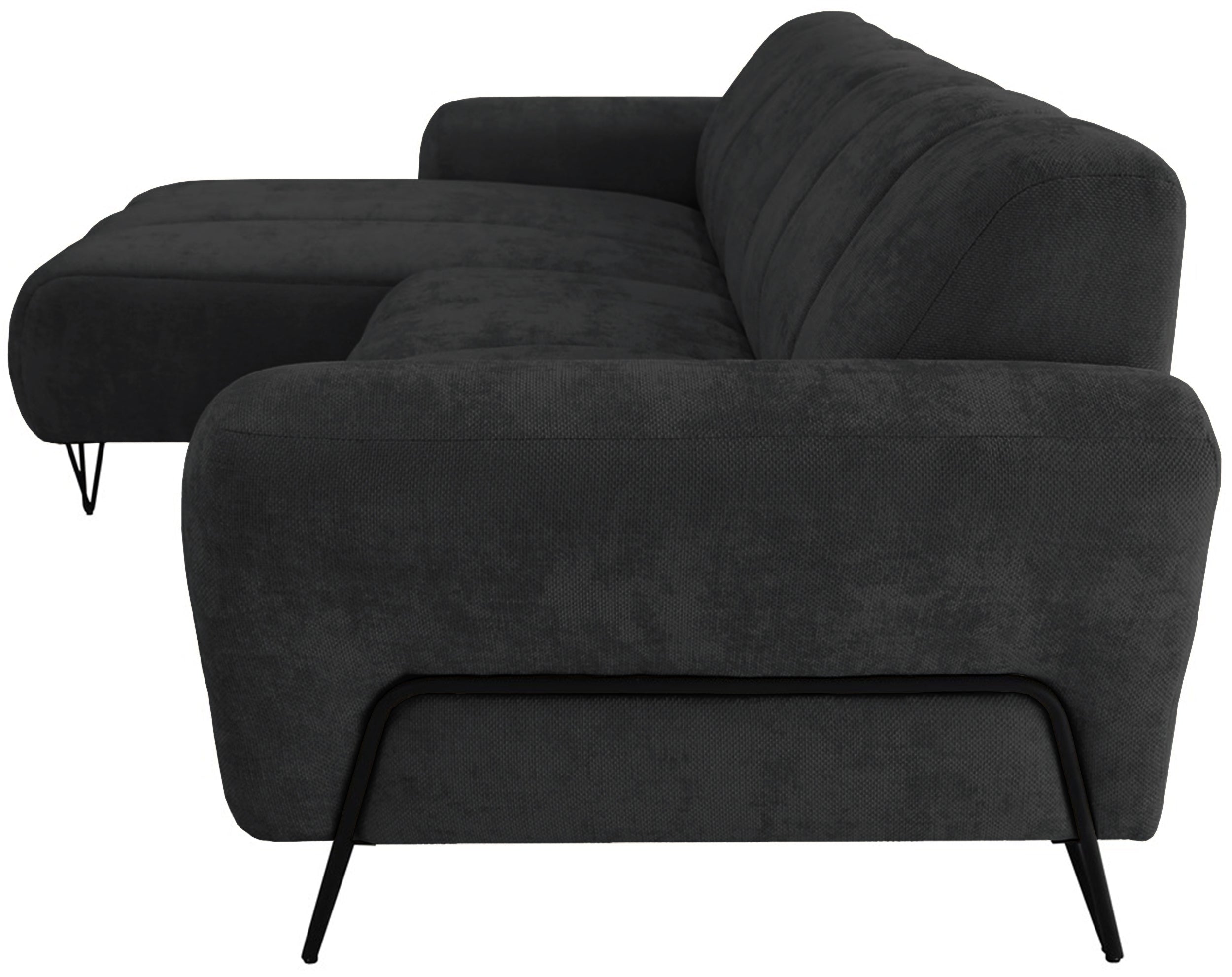 Ecksofa Volare Mini L-förmig linksseitig, schwarz, leicht zu reinigender Chenille-Stoff