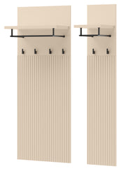 Wandhalter Trend mit Regalen 76 cm, gerillte Fronten, sandbeige / schwarz