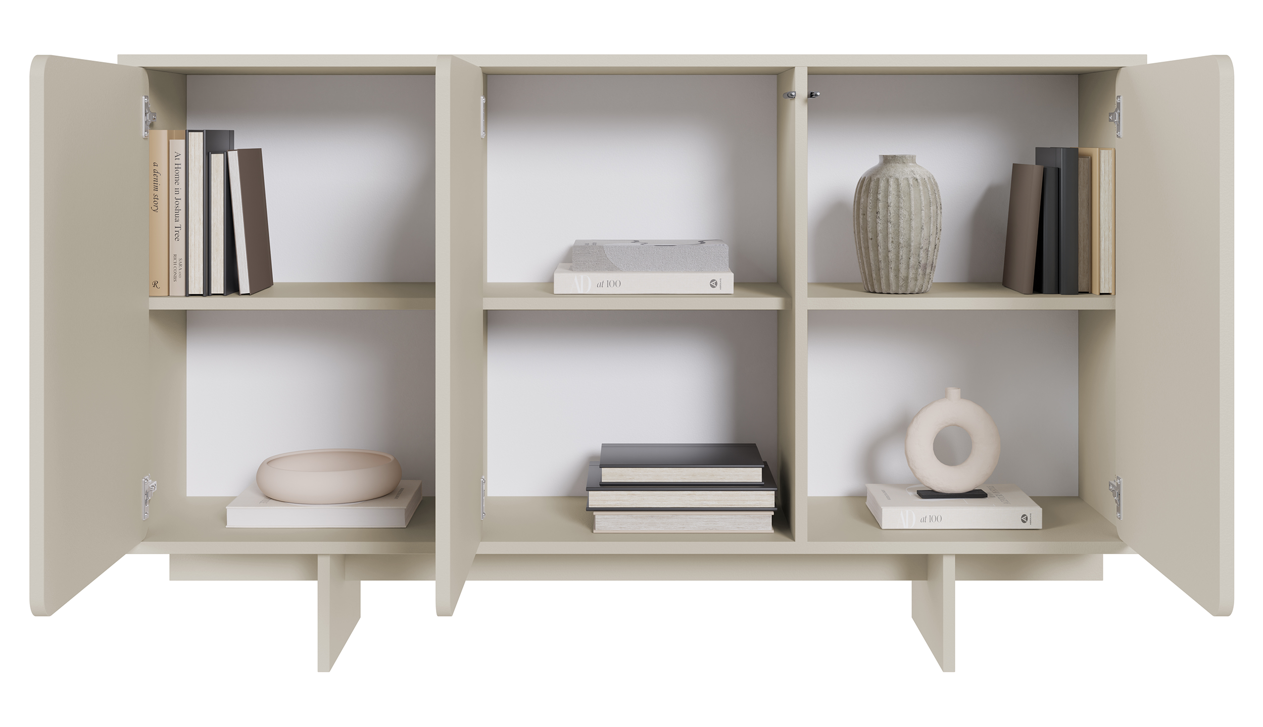 Drehtür-Kommode Wuwu 150 cm in Grau-Beige