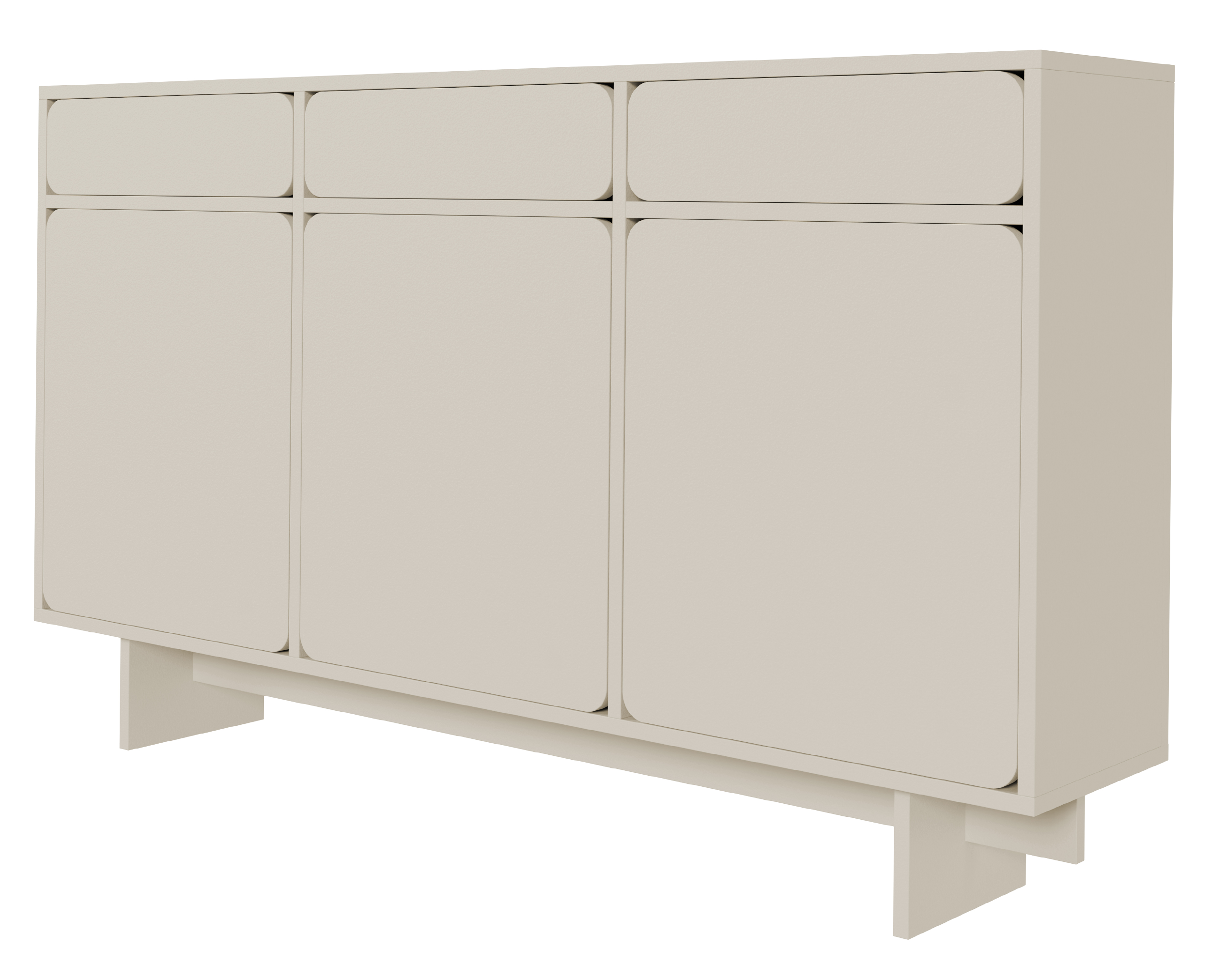 Drehtür-Kommode Wuwu mit drei Schubladen, 150 cm, grau-beige