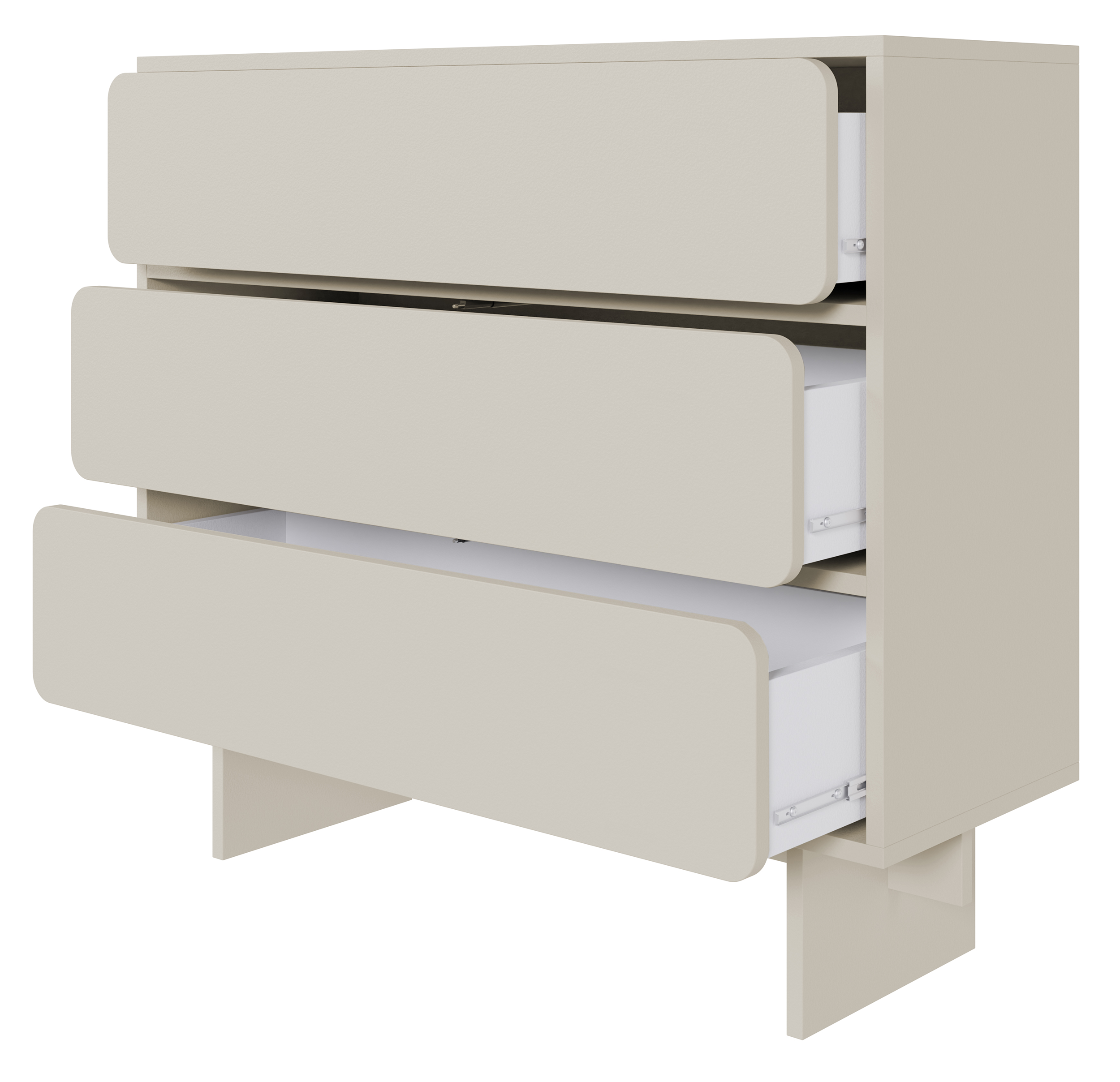 Kommode Wuwu mit drei Schubladen, 101 cm, grau-beige
