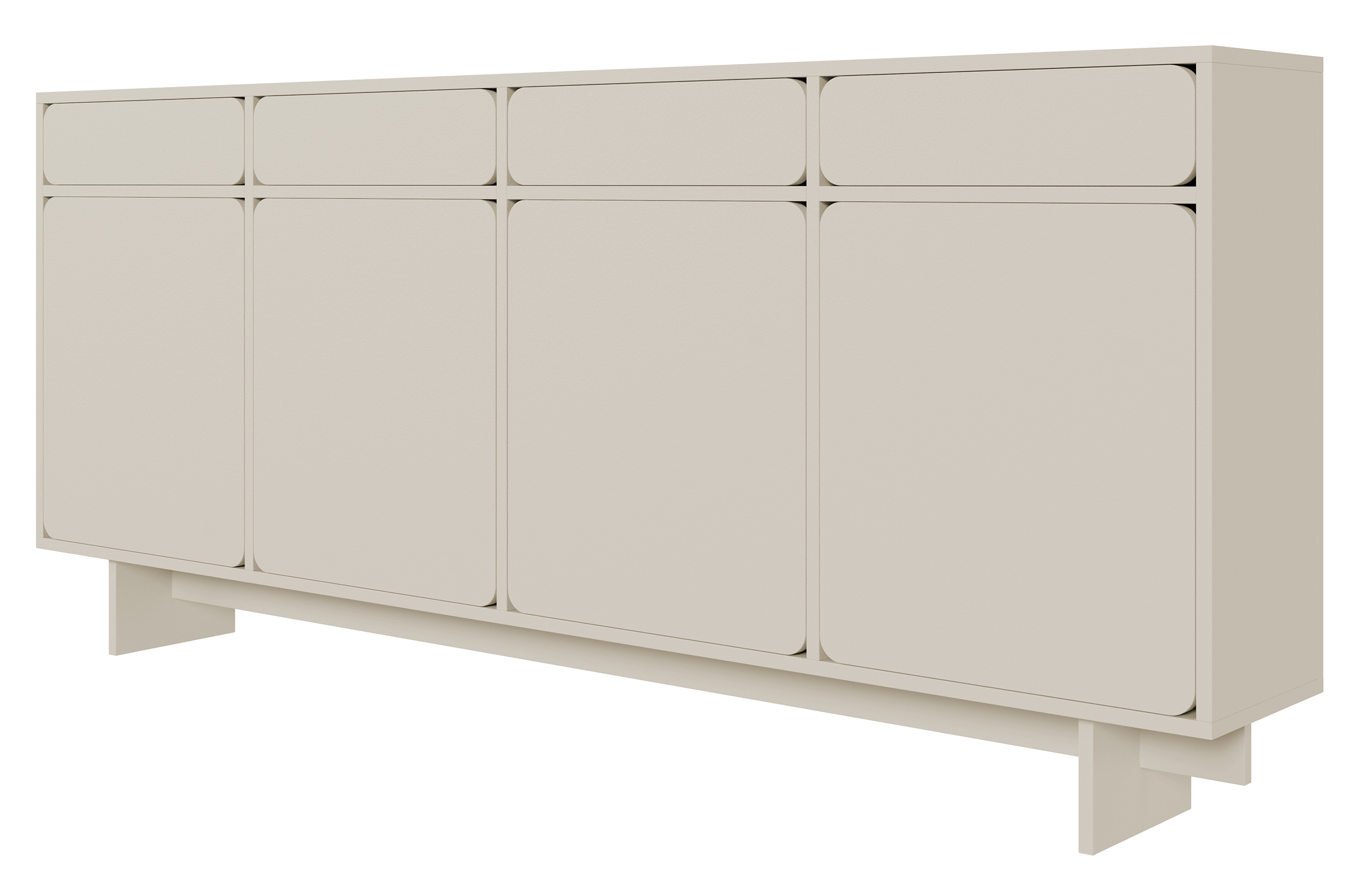 Vier­türige Kommode Wuwu mit vier Schubfächern, 200 cm, grau-beige