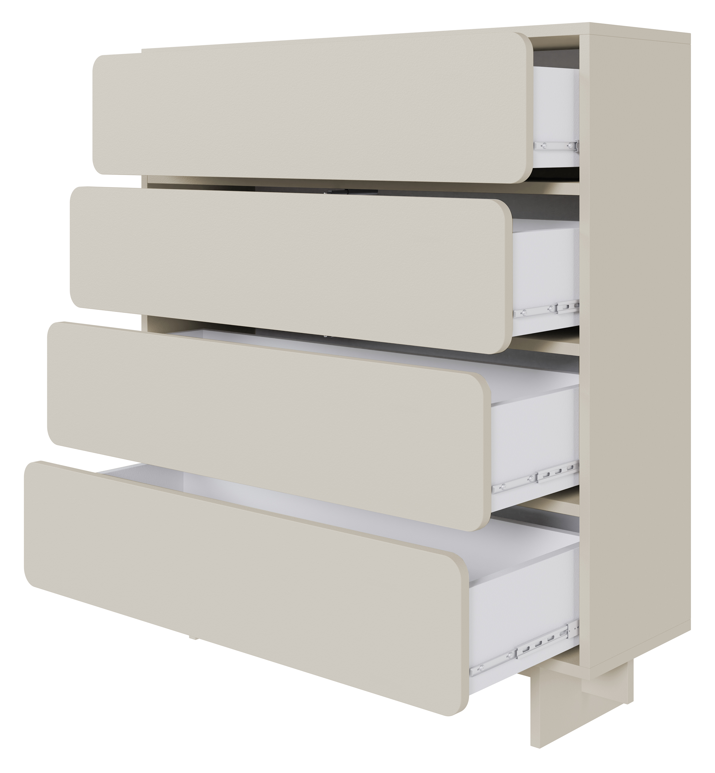 Kommode Wuwu mit vier Schubladen, 101 cm, grau-beige