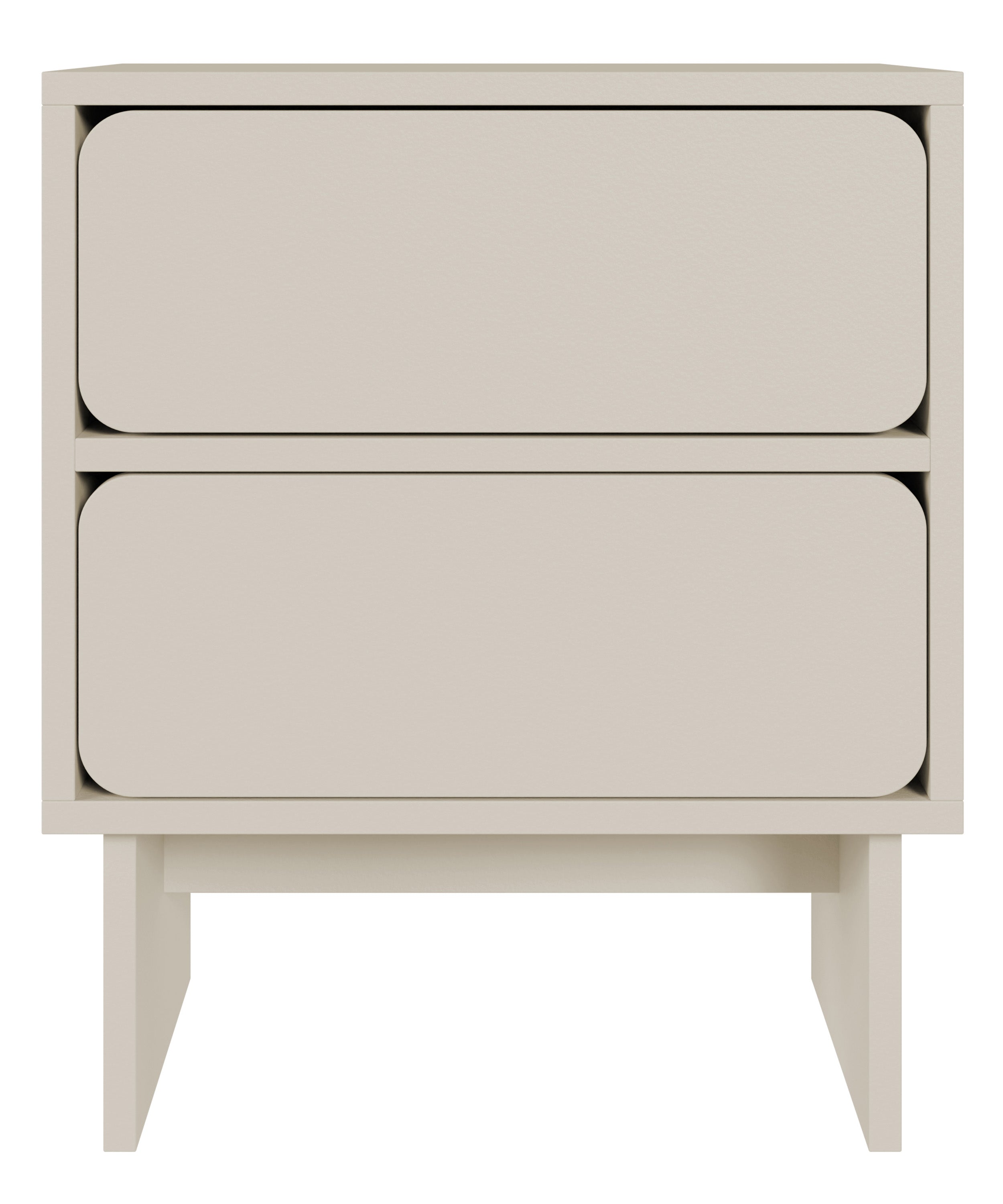 Nachttisch Wuwu mit zwei Schubladen, 50 cm, grau-beige