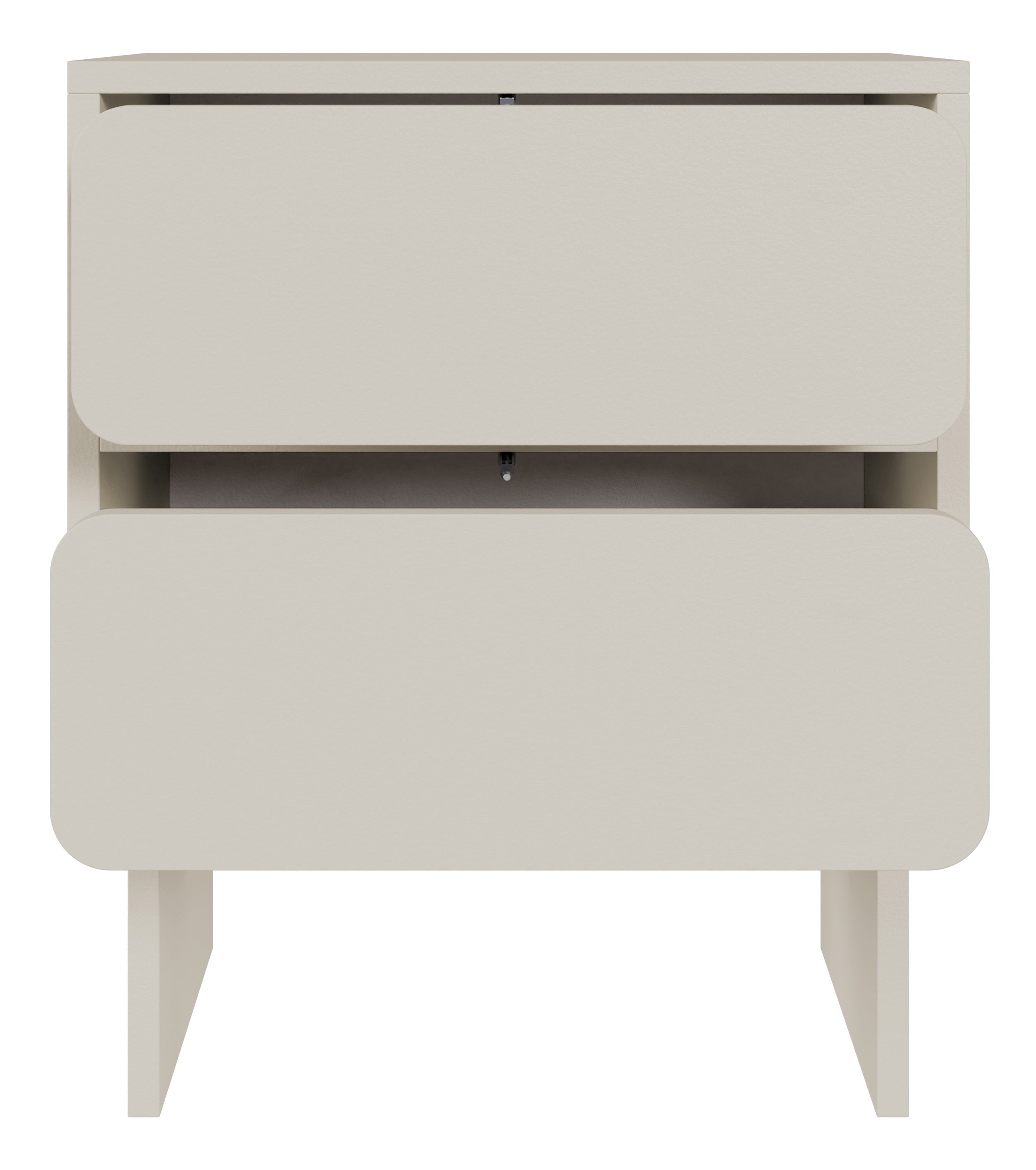 Nachttisch Wuwu mit zwei Schubladen, 50 cm, grau-beige