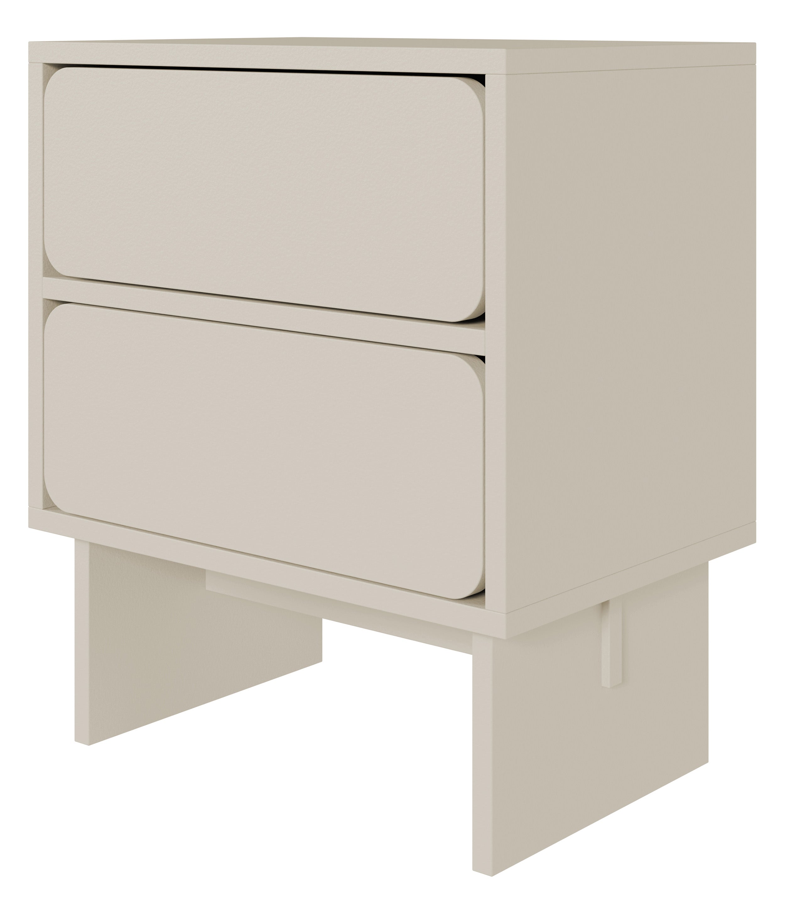 Nachttisch Wuwu mit zwei Schubladen, 50 cm, grau-beige