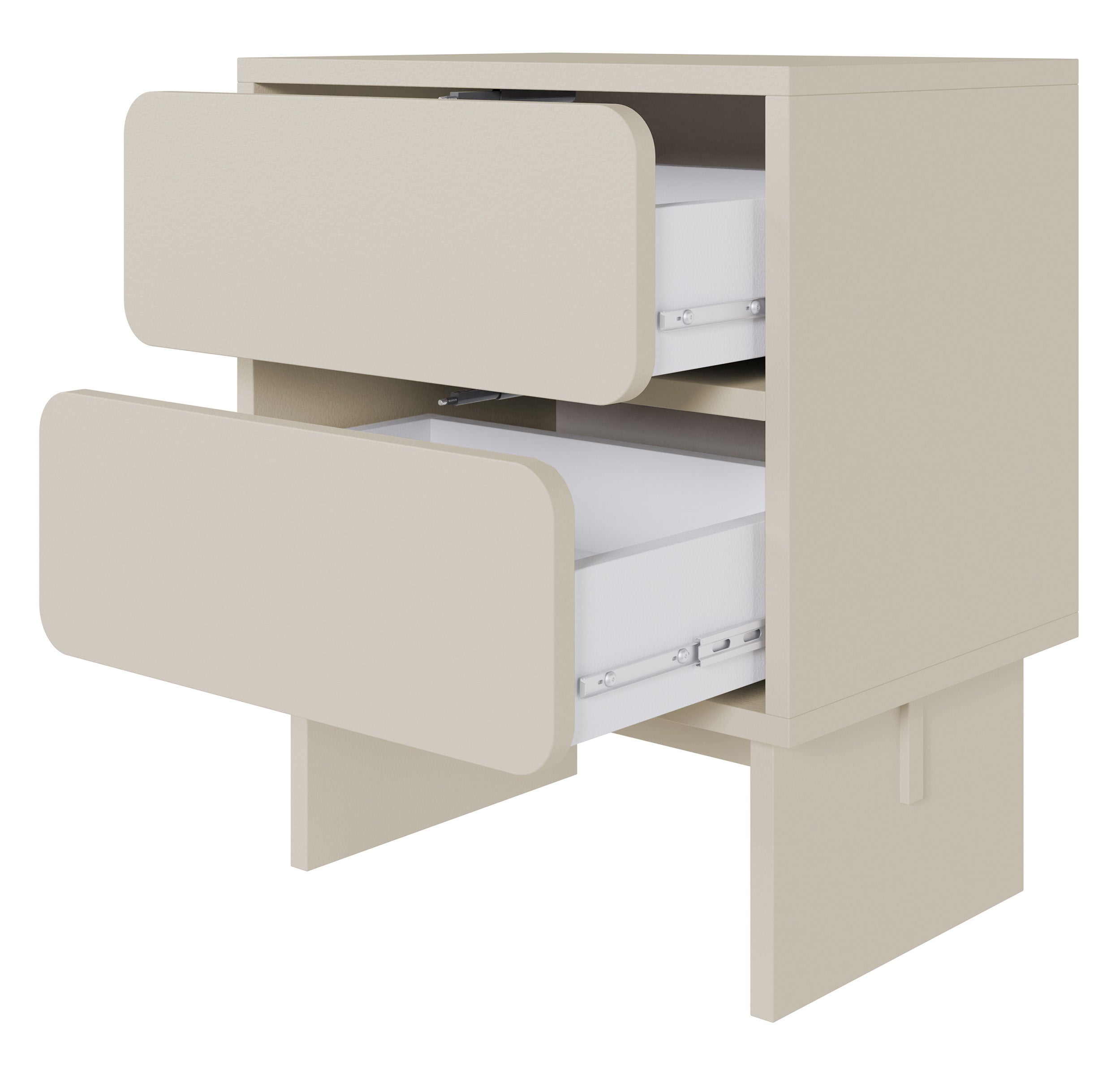 Nachttisch Wuwu mit zwei Schubladen, 50 cm, grau-beige