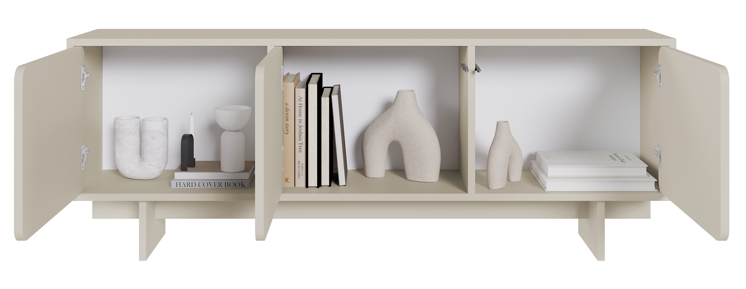 TV-Schrank Wuwu mit drei Schränken, 150 cm, grau-beige