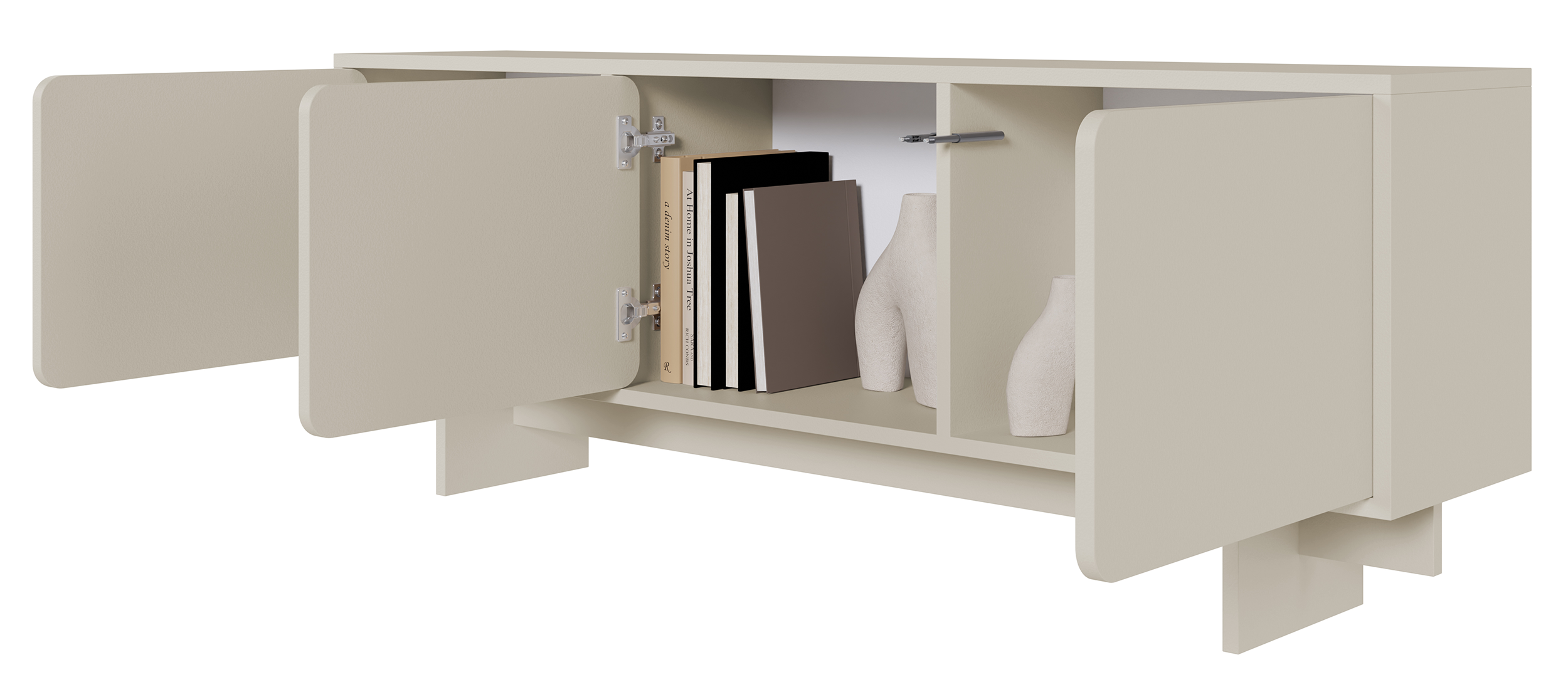 TV-Schrank Wuwu mit drei Schränken, 150 cm, grau-beige