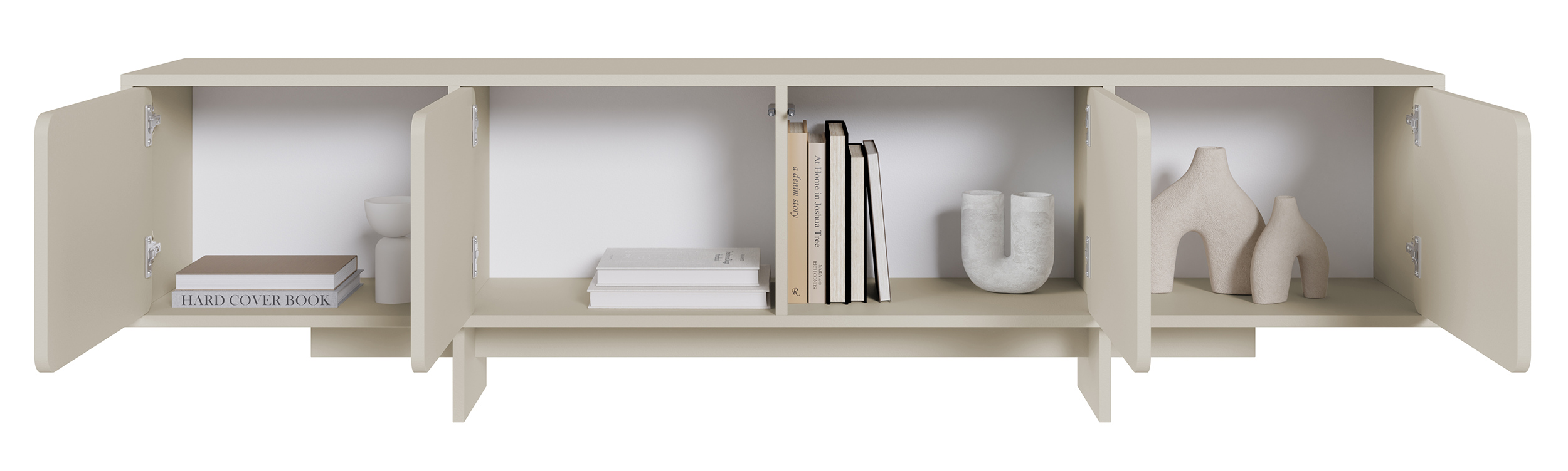 TV-Schrank Wuwu mit vier Schränken, 200 cm, grau-beige