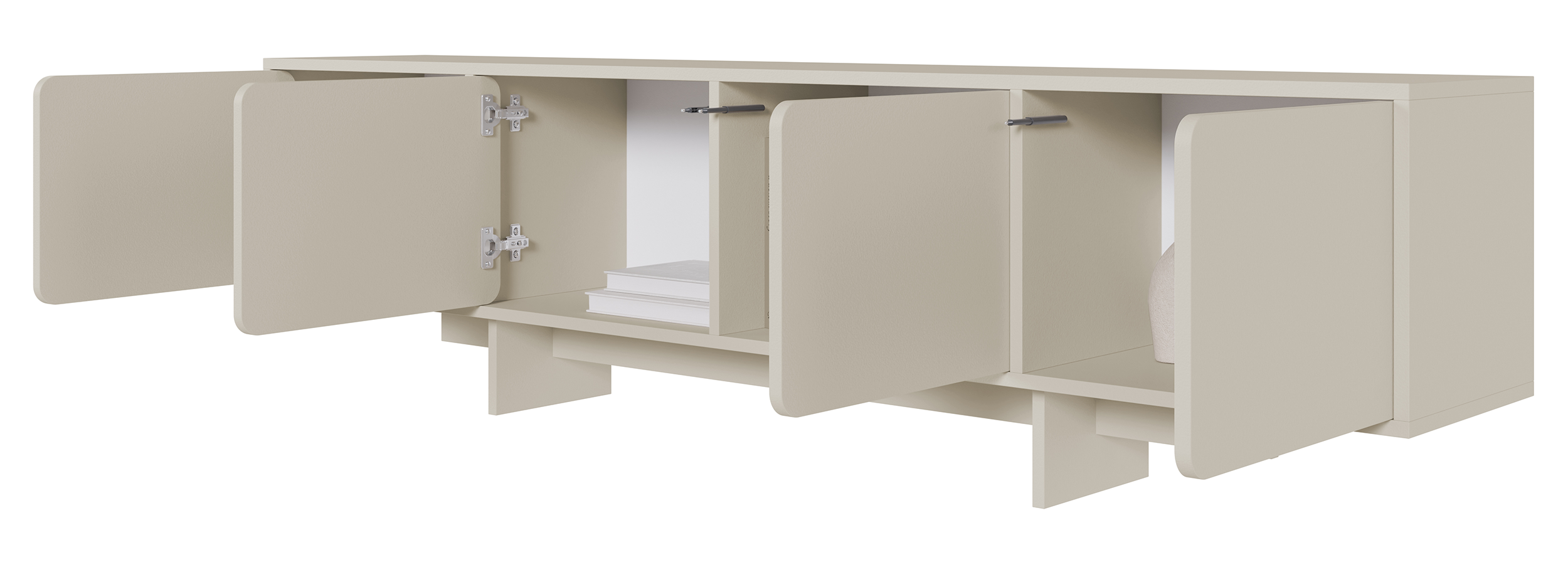 TV-Schrank Wuwu mit vier Schränken, 200 cm, grau-beige