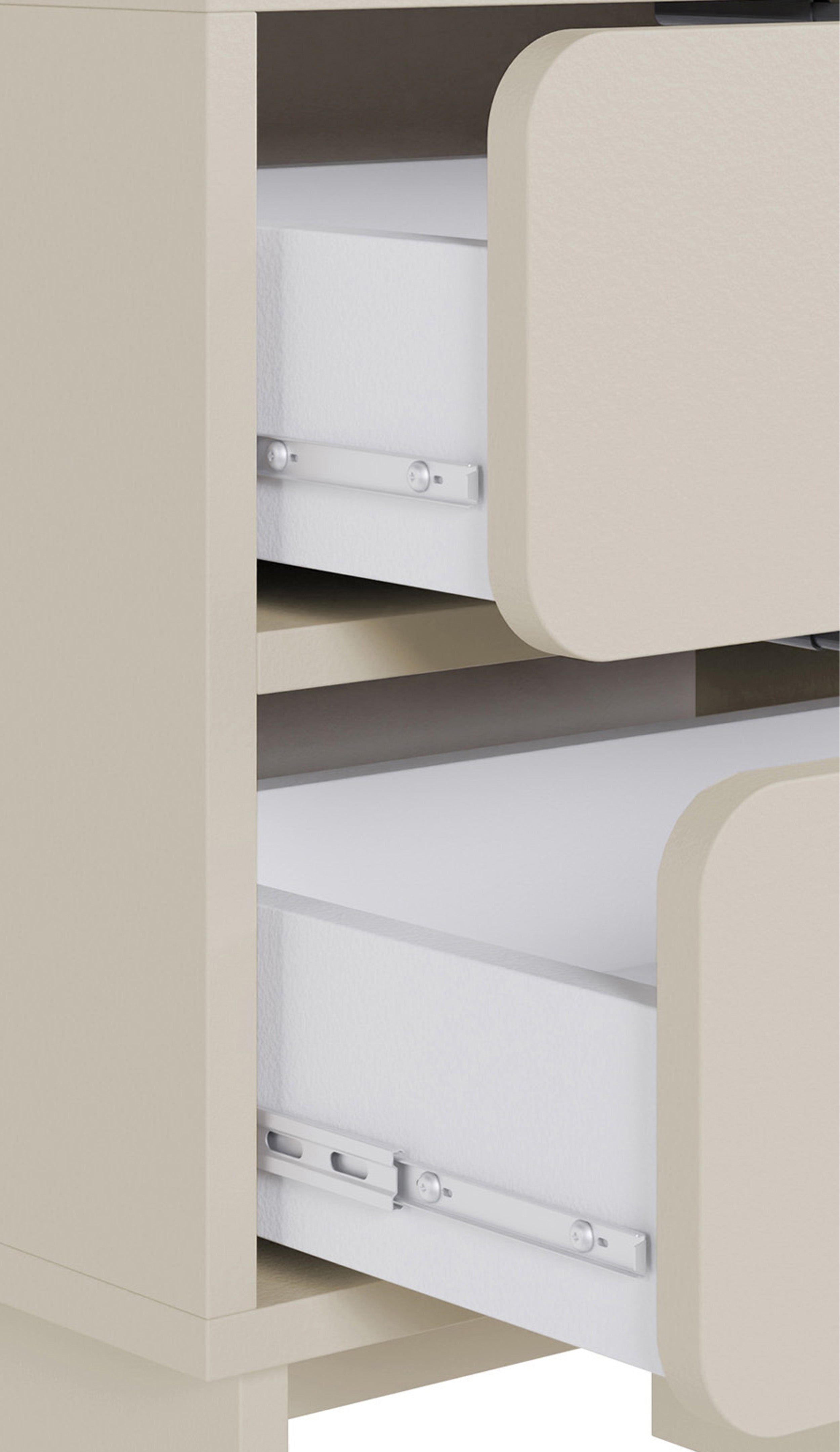 Nachttisch Wuwu mit zwei Schubladen, 50 cm, grau-beige