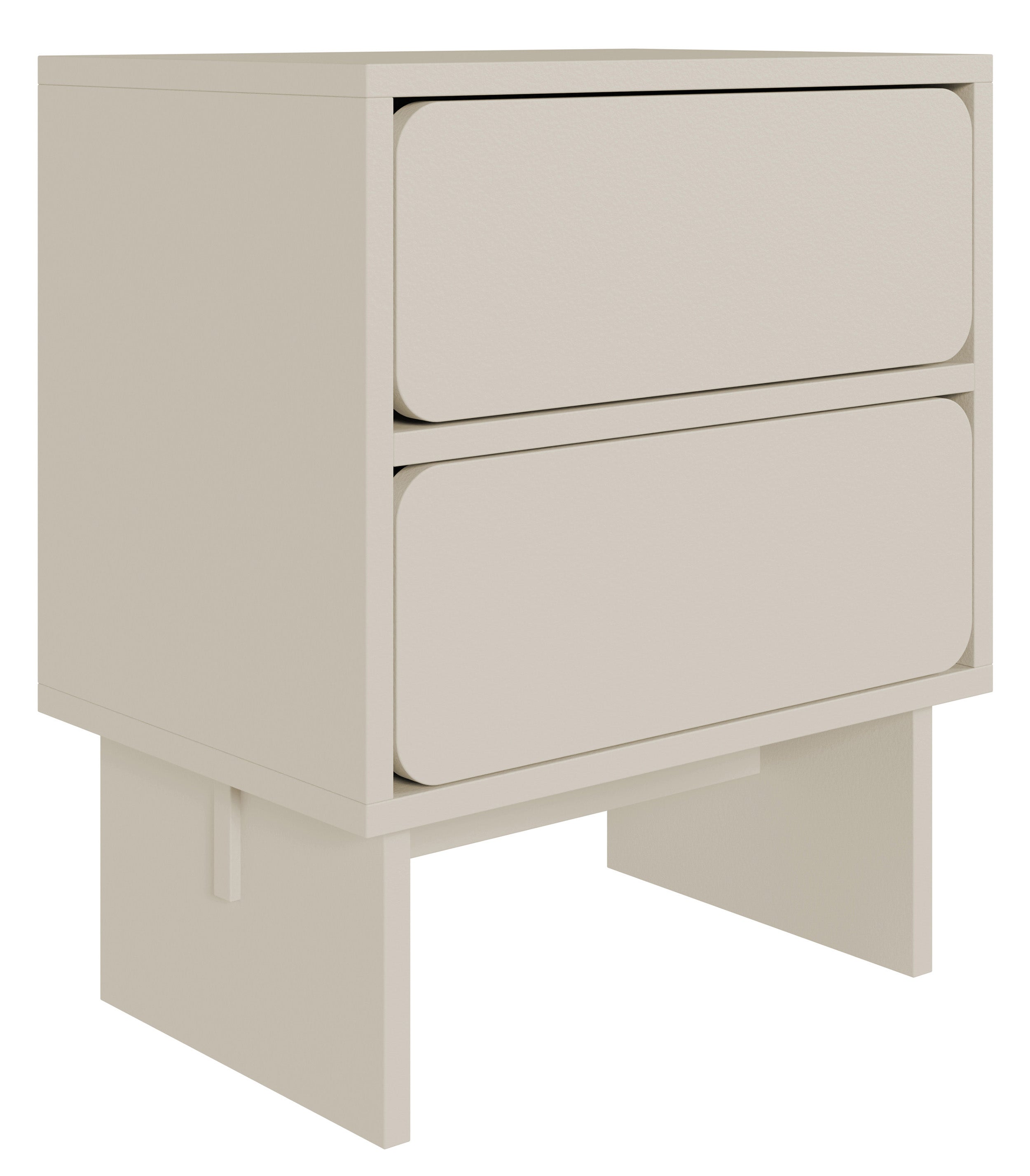 Nachttisch Wuwu mit zwei Schubladen, 50 cm, grau-beige