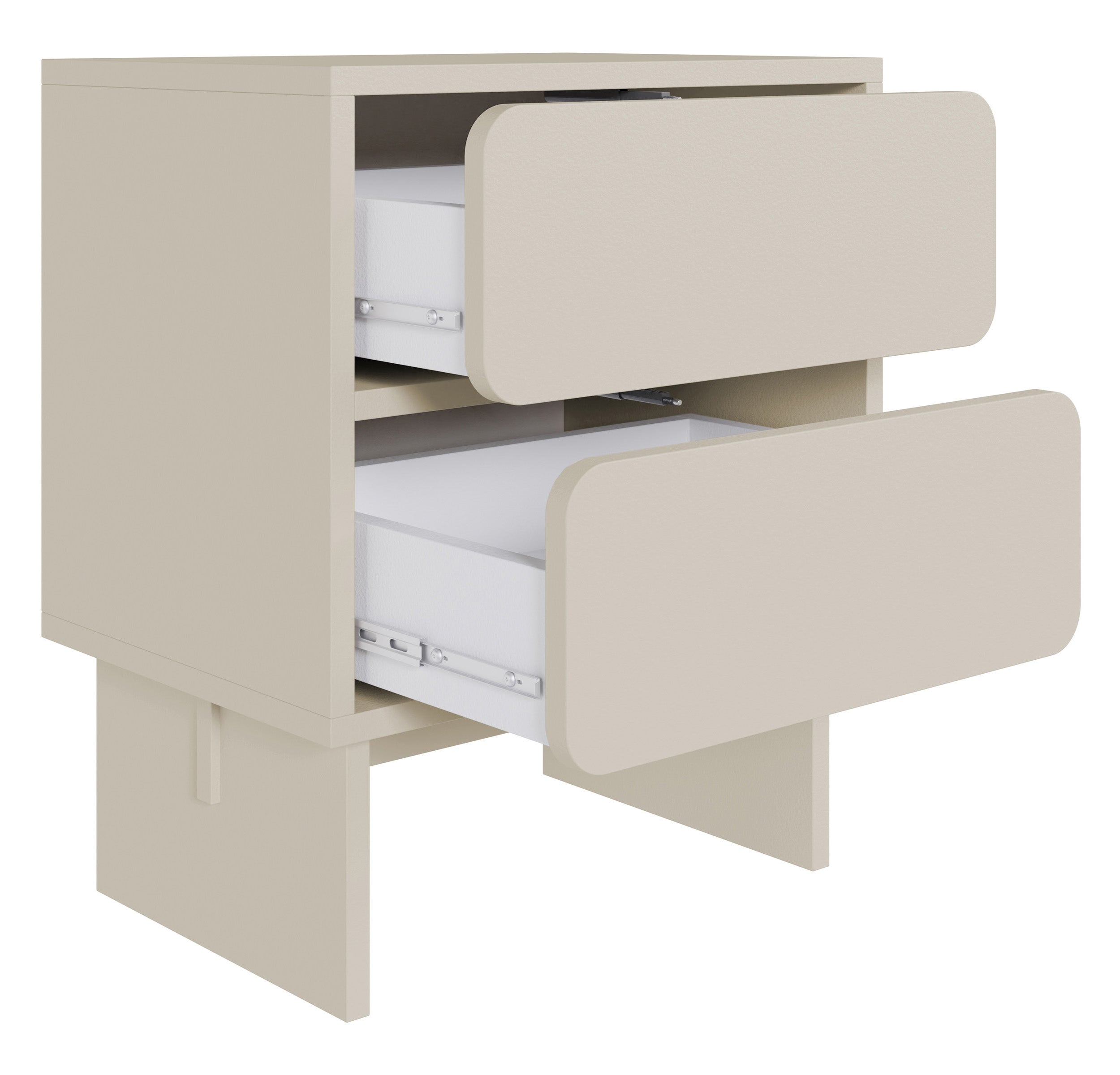Nachttisch Wuwu mit zwei Schubladen, 50 cm, grau-beige