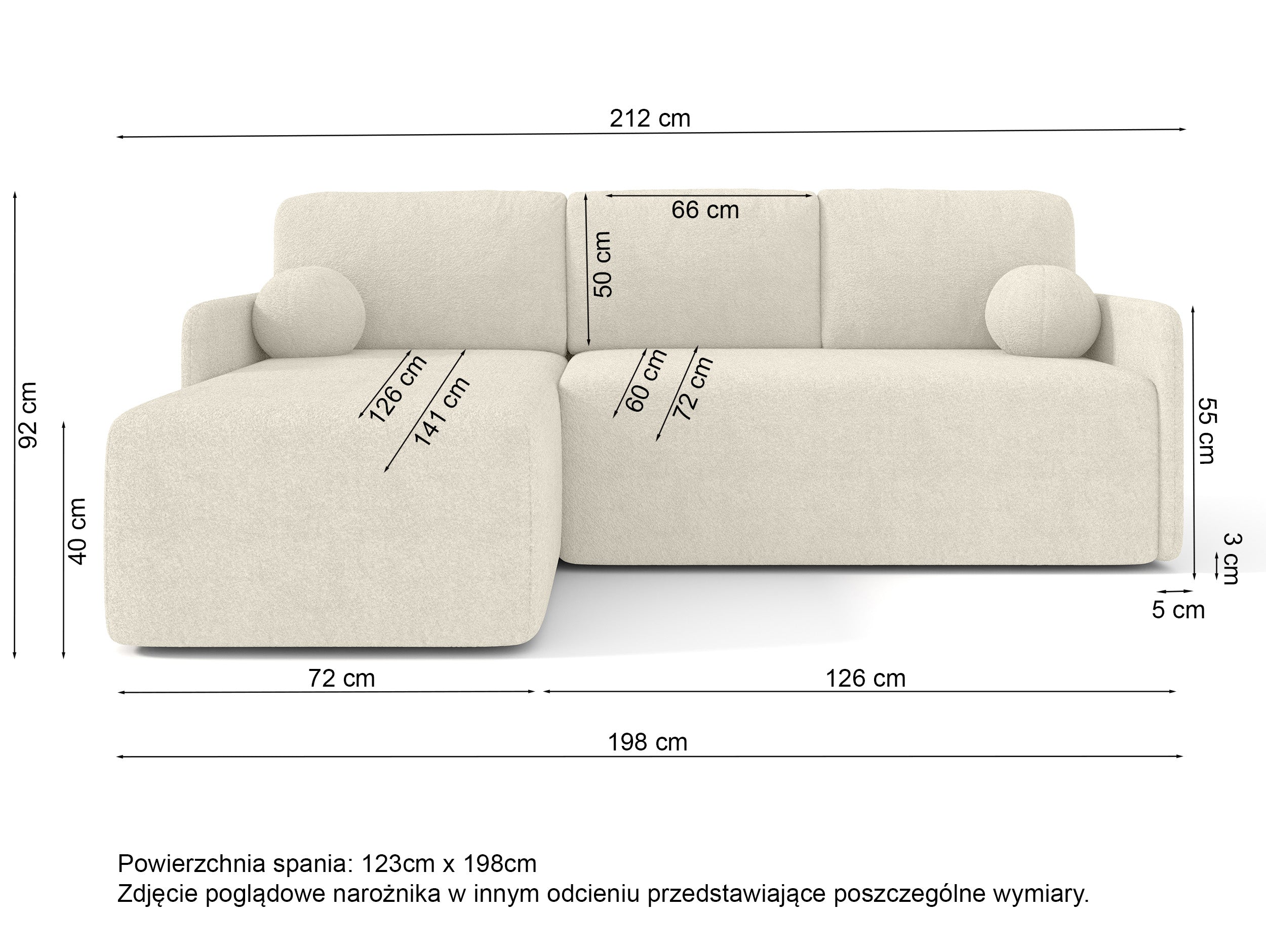 Ecksofa mit Schlaffunktion Bloom, L-förmig, mit Stauraum, beige Bouclé, universell einsetzbar