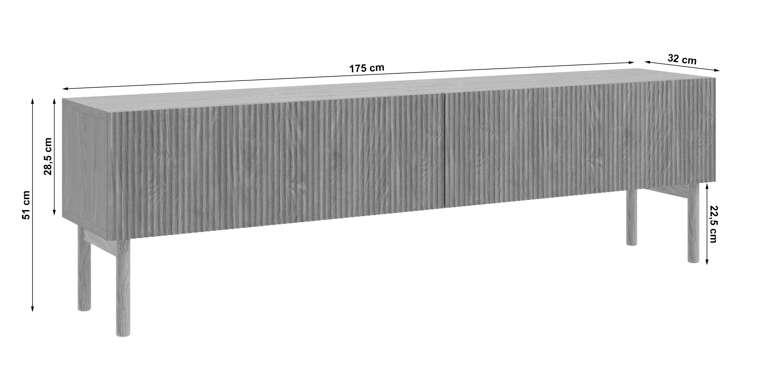 Stehender TV-Schrank Nolie 175 cm geölte Eiche
