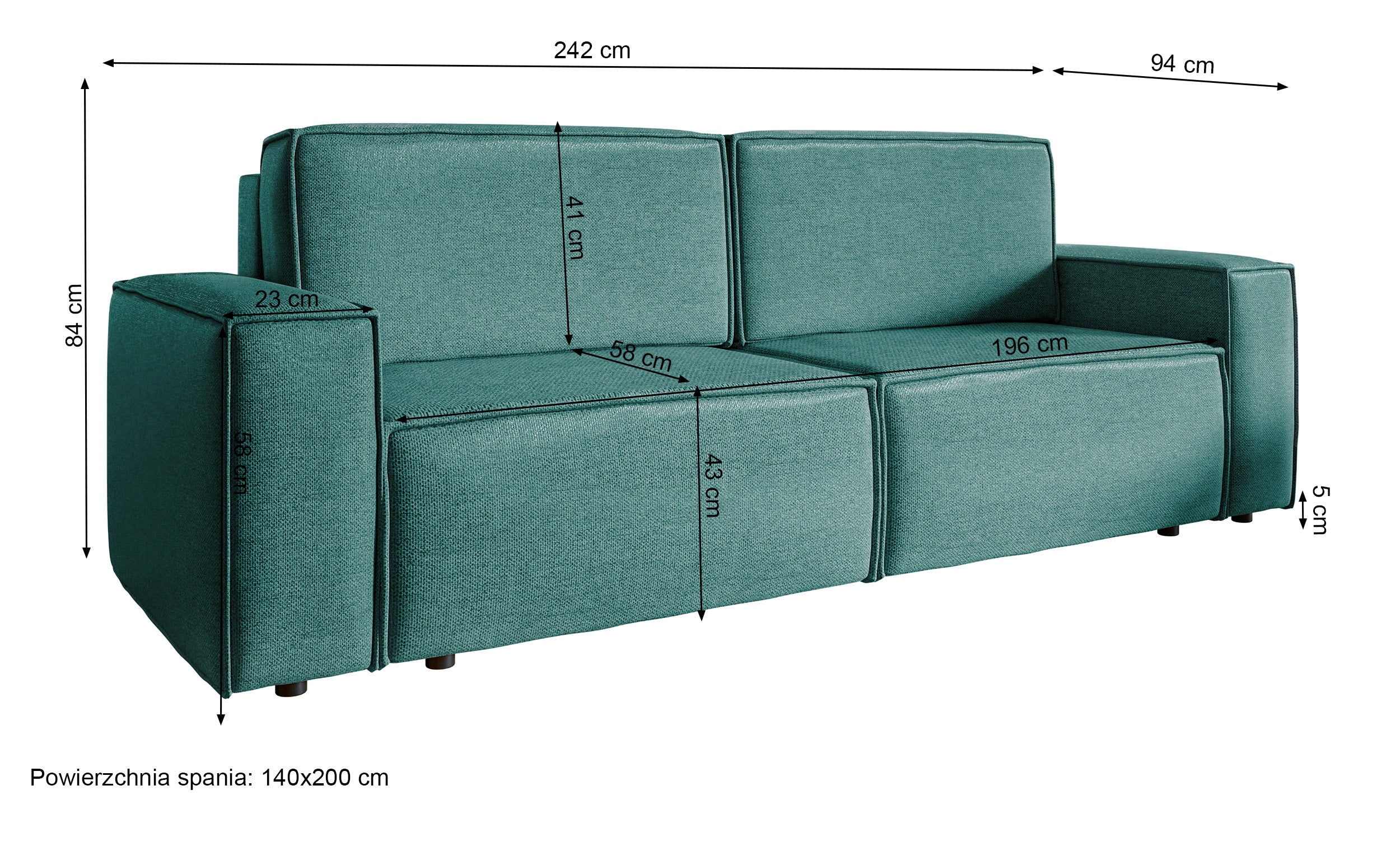 Dreisitziges Schlafsofa Copertino in Marine-Blattgeflecht, leicht zu reinigen
