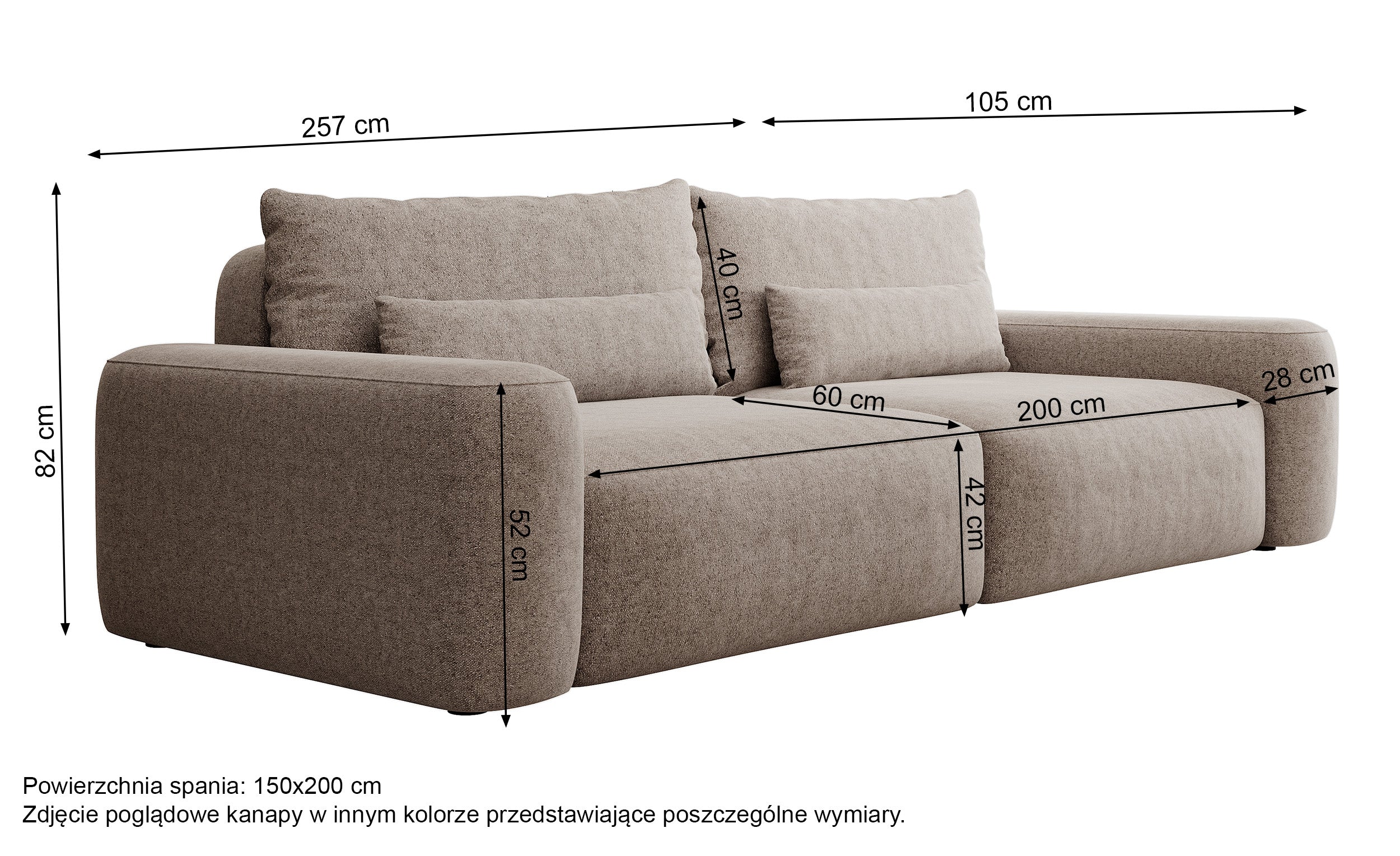 Dreisitziges ausklappbares Sofa Carnos, dunkelgrauer Chenille-Stoff, hydrophob, schwarze Beine