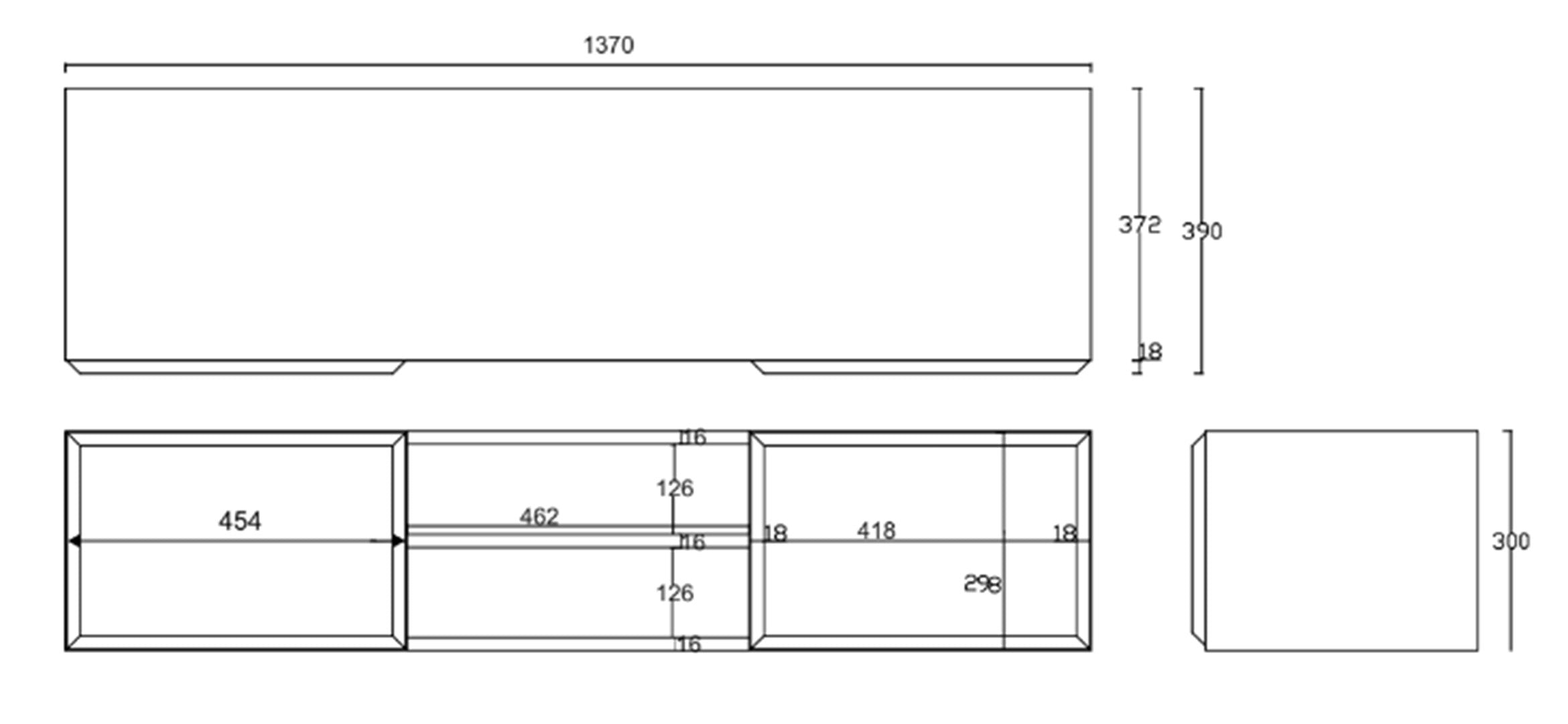Hängender TV-Schrank Chocolated mit zwei Türen und Nische, 137 cm, sandbeige