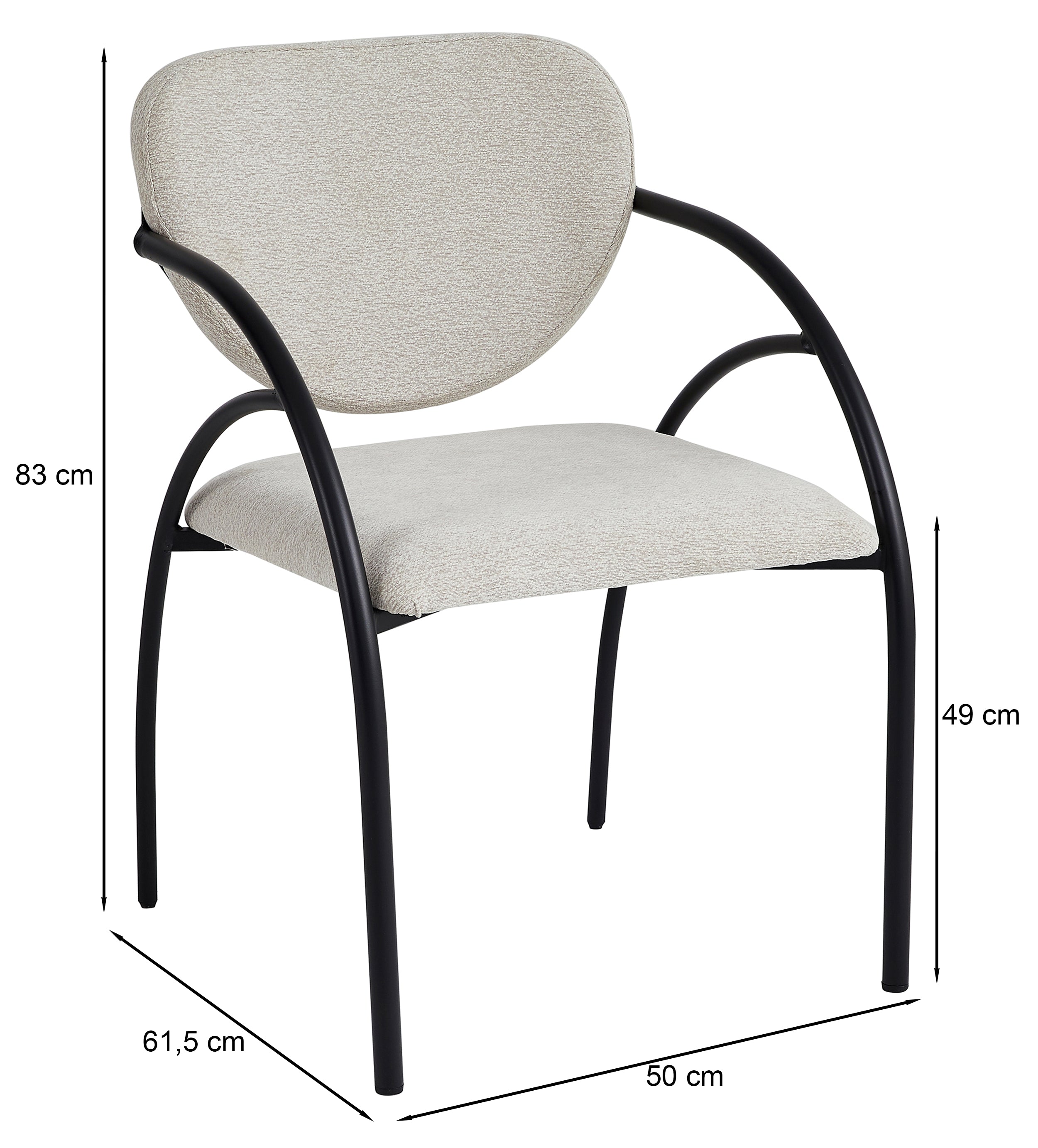 Gepolsterter Stuhl Novaric in Graphit Chenille