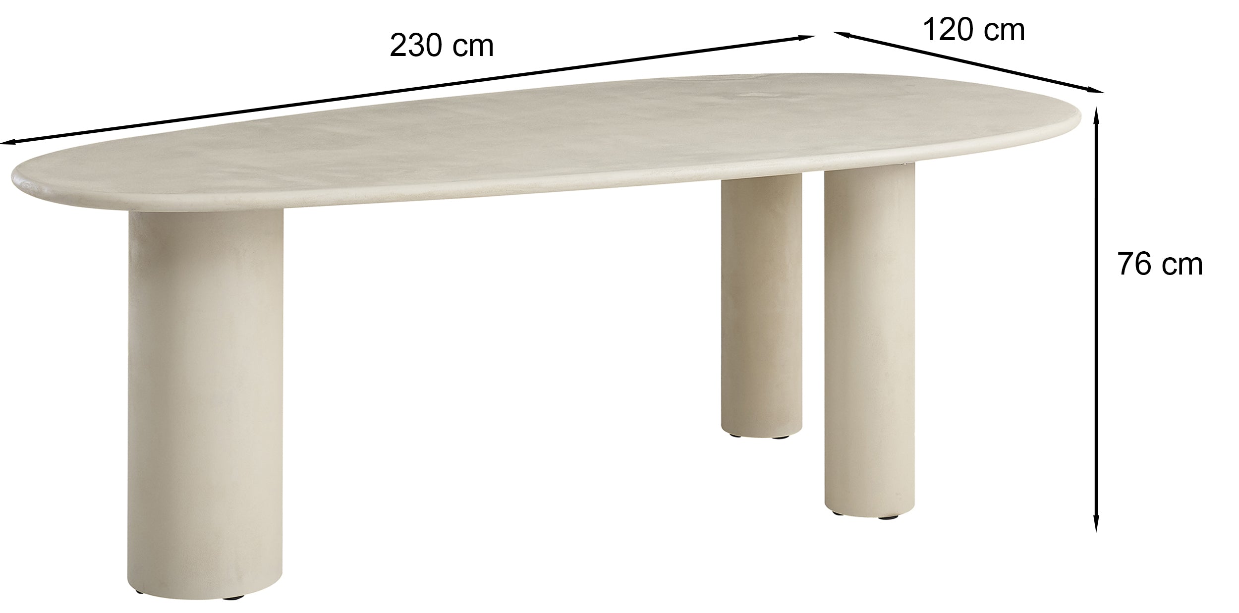 Esstisch Innations 230x120 cm in Grau-Beige mit Mikrozement-Effekt