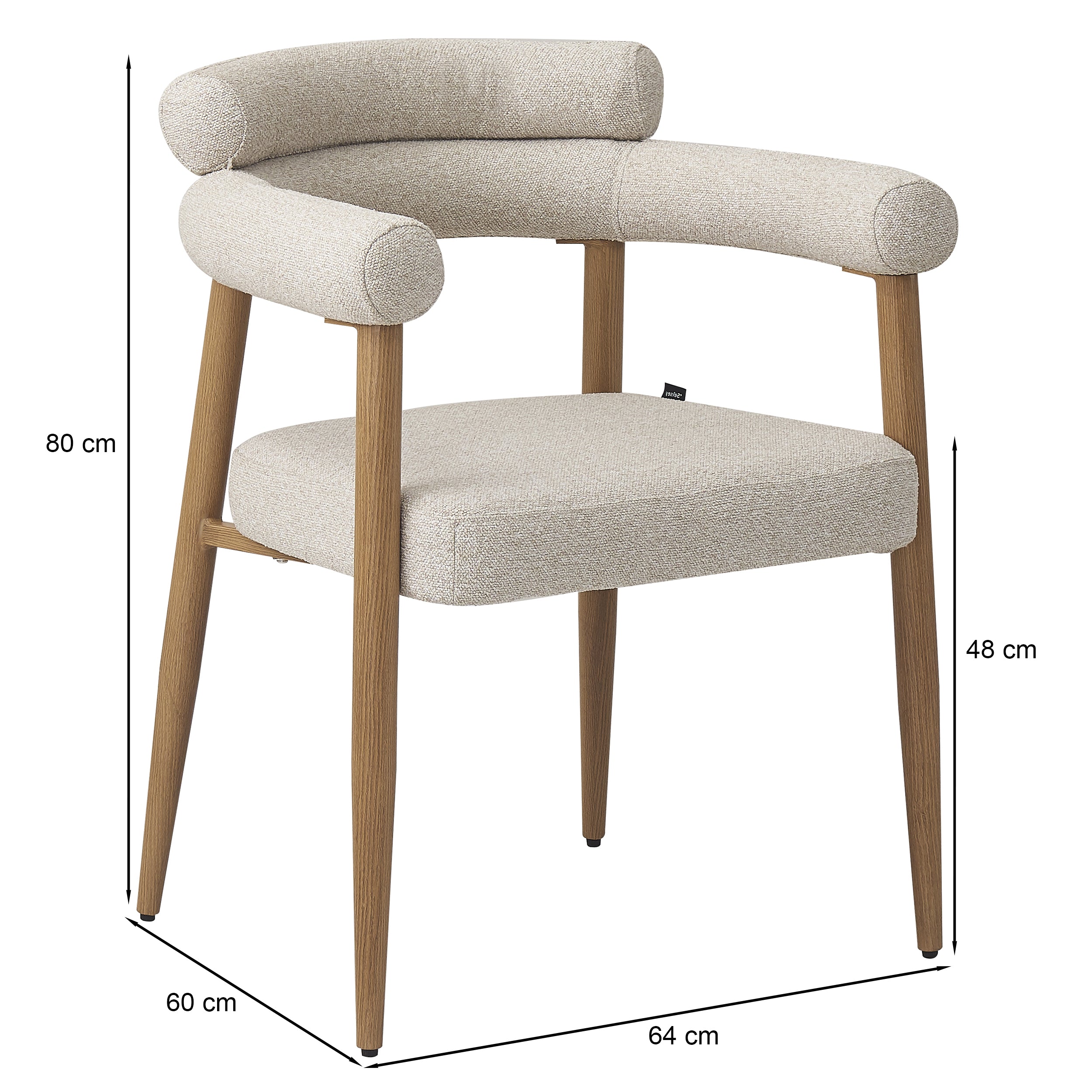 Bezogenes Esszimmerstuhl Pragess in Beige Bouclé/Natur Eiche