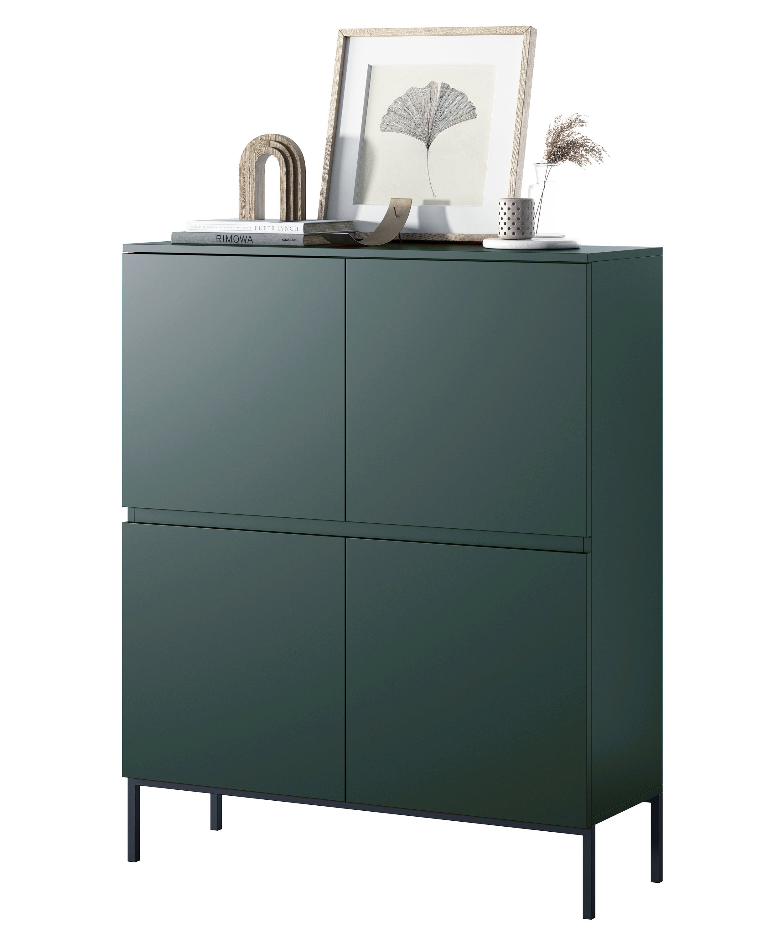 Hohe Kommode Bemmi 100 cm Dunkelgrün