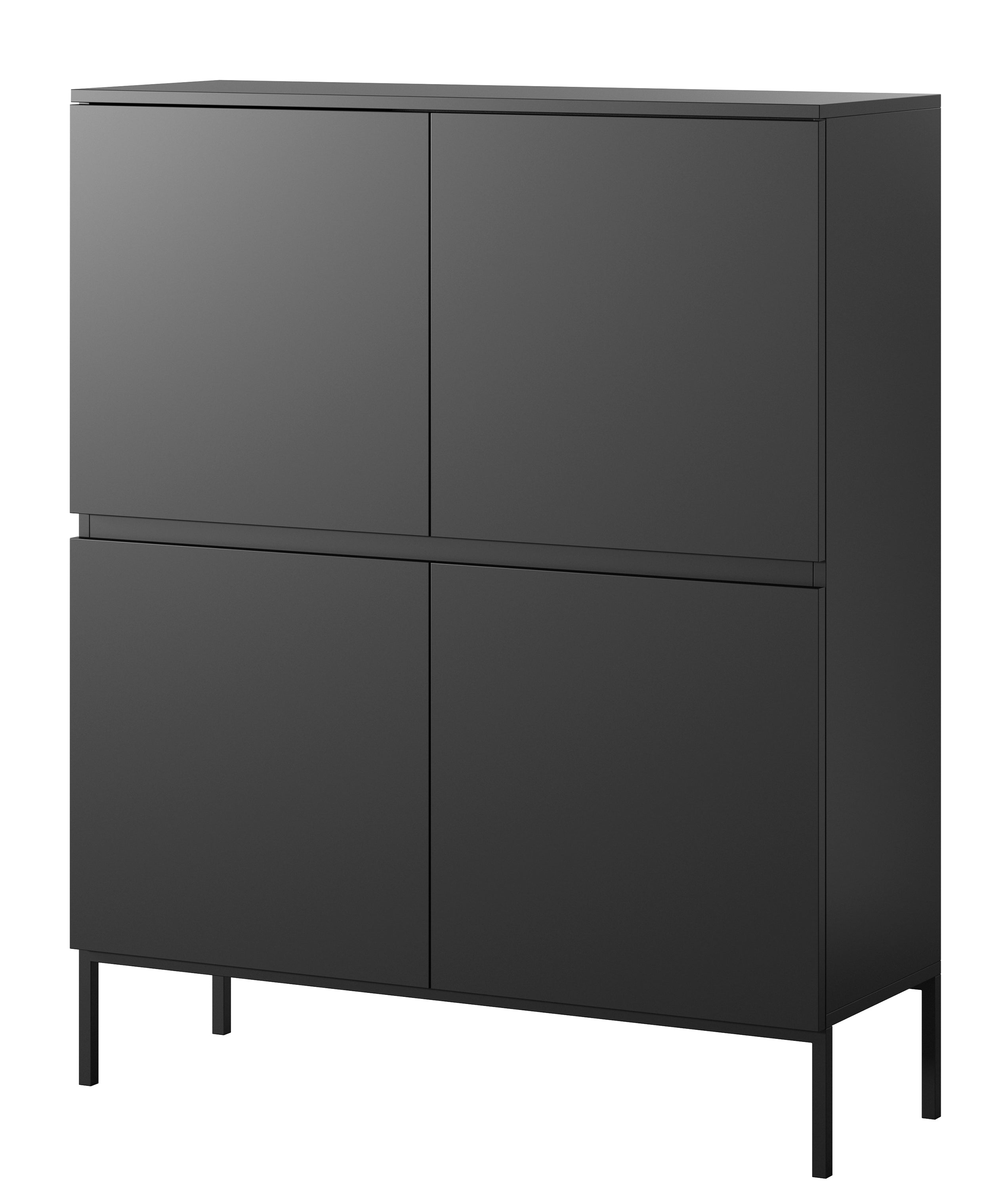 Hohe Kommode Bemmi 100 cm schwarz mit schwarzen Beinen