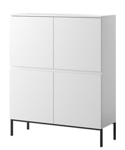 Hohe Kommode Bemmi 100 cm weiß mit schwarzen Beinen