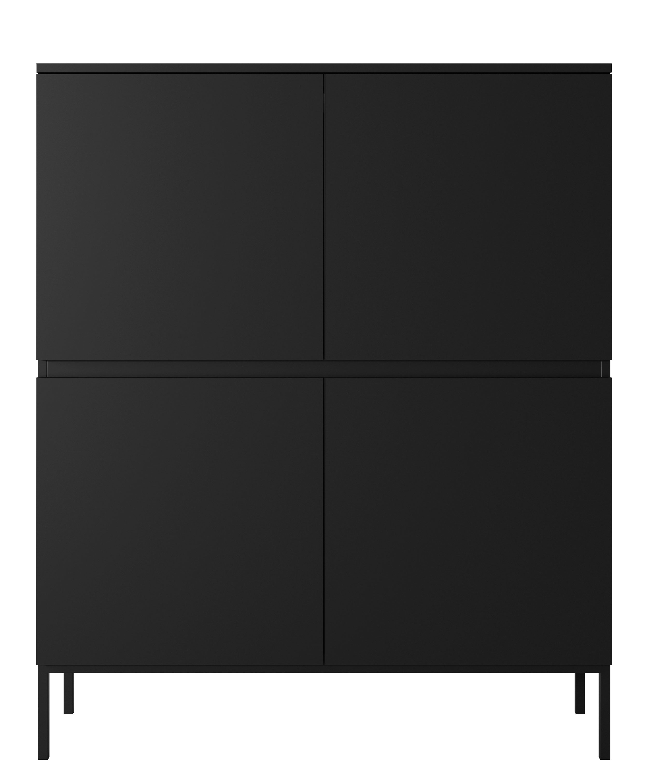 Hohe Kommode Bemmi 100 cm schwarz mit schwarzen Beinen