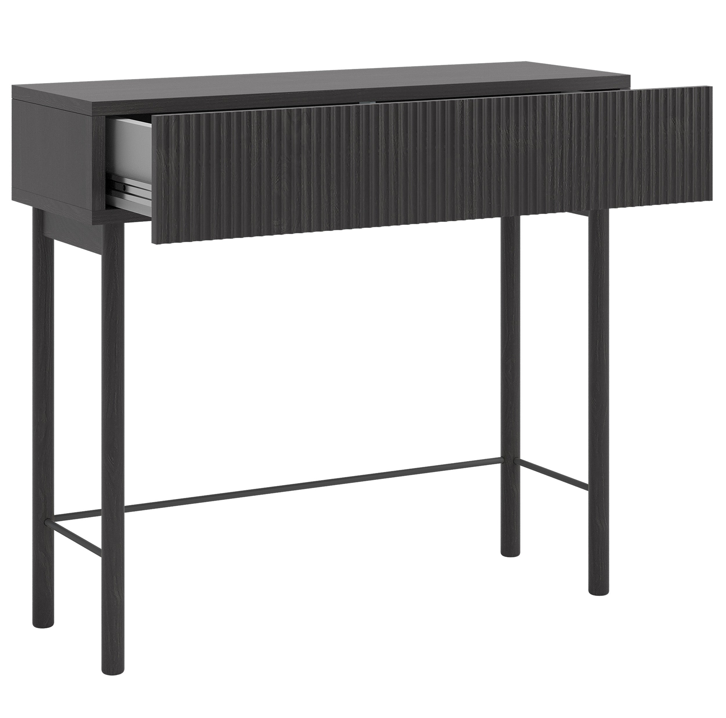 Nolie-Konsole mit Schublade und Füßen 90 cm Portland Esche Schwarz