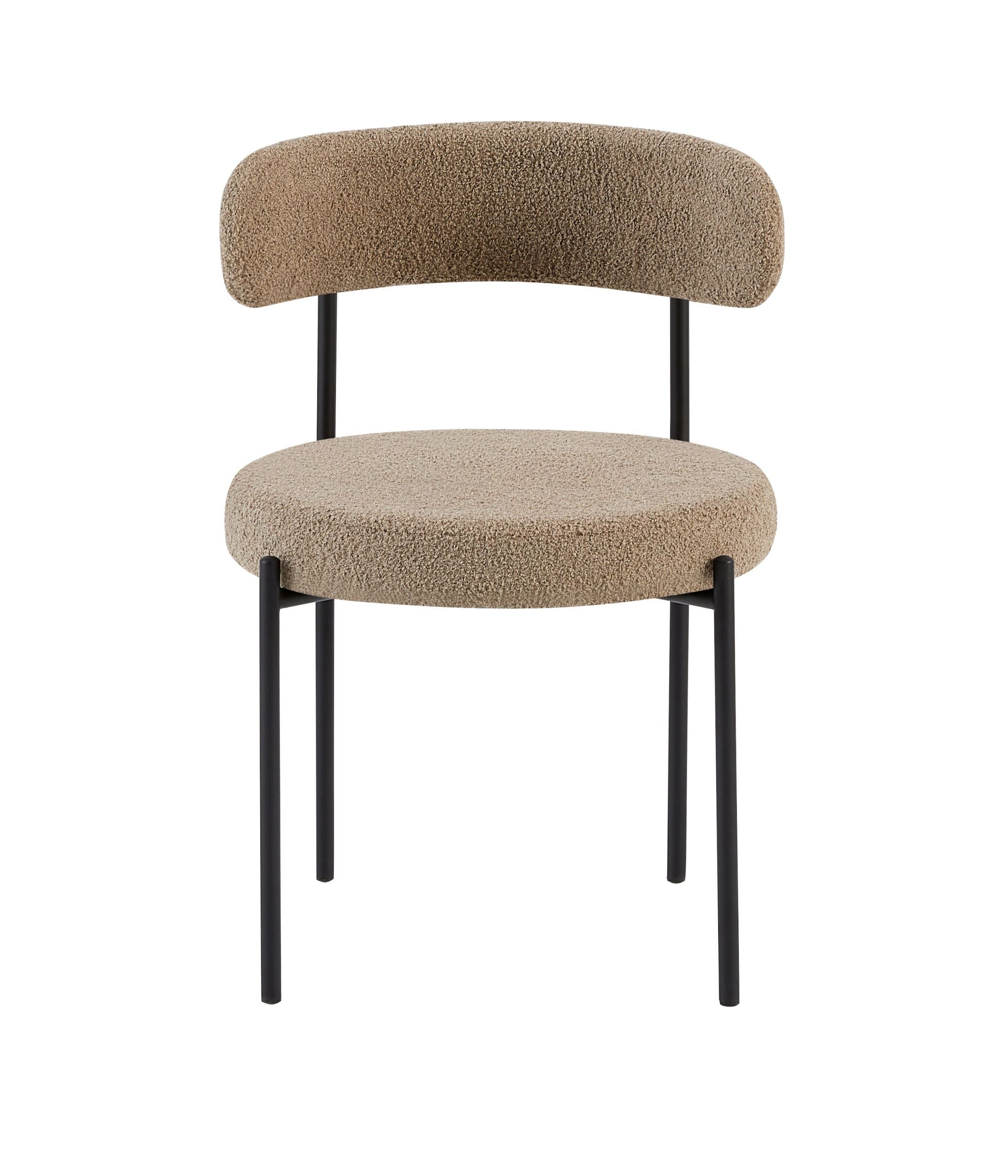 Polsterstuhl Femiss mit Bouclé-Stoff in Dunkelbeige