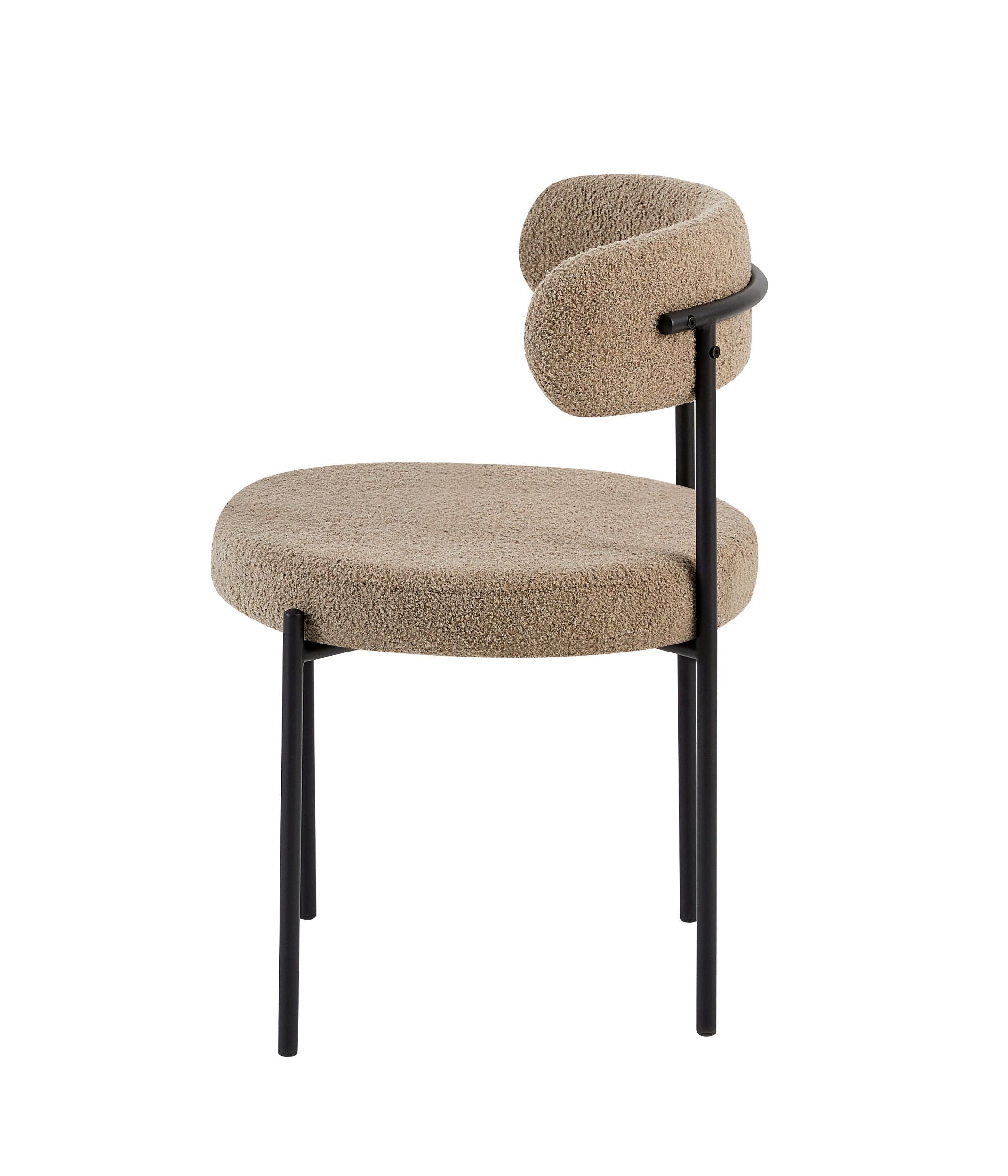 Polsterstuhl Femiss mit Bouclé-Stoff in Dunkelbeige