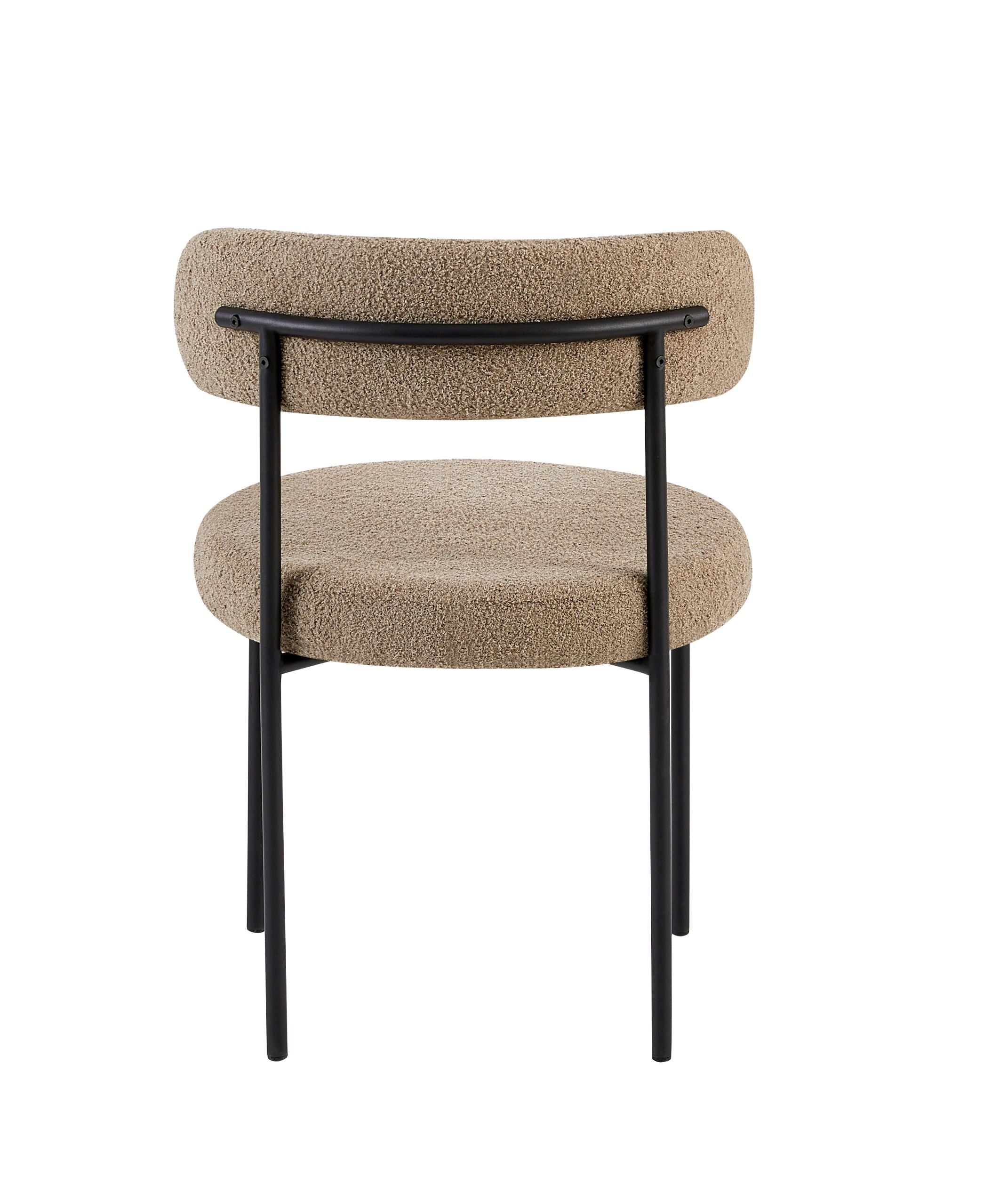 Polsterstuhl Femiss mit Bouclé-Stoff in Dunkelbeige