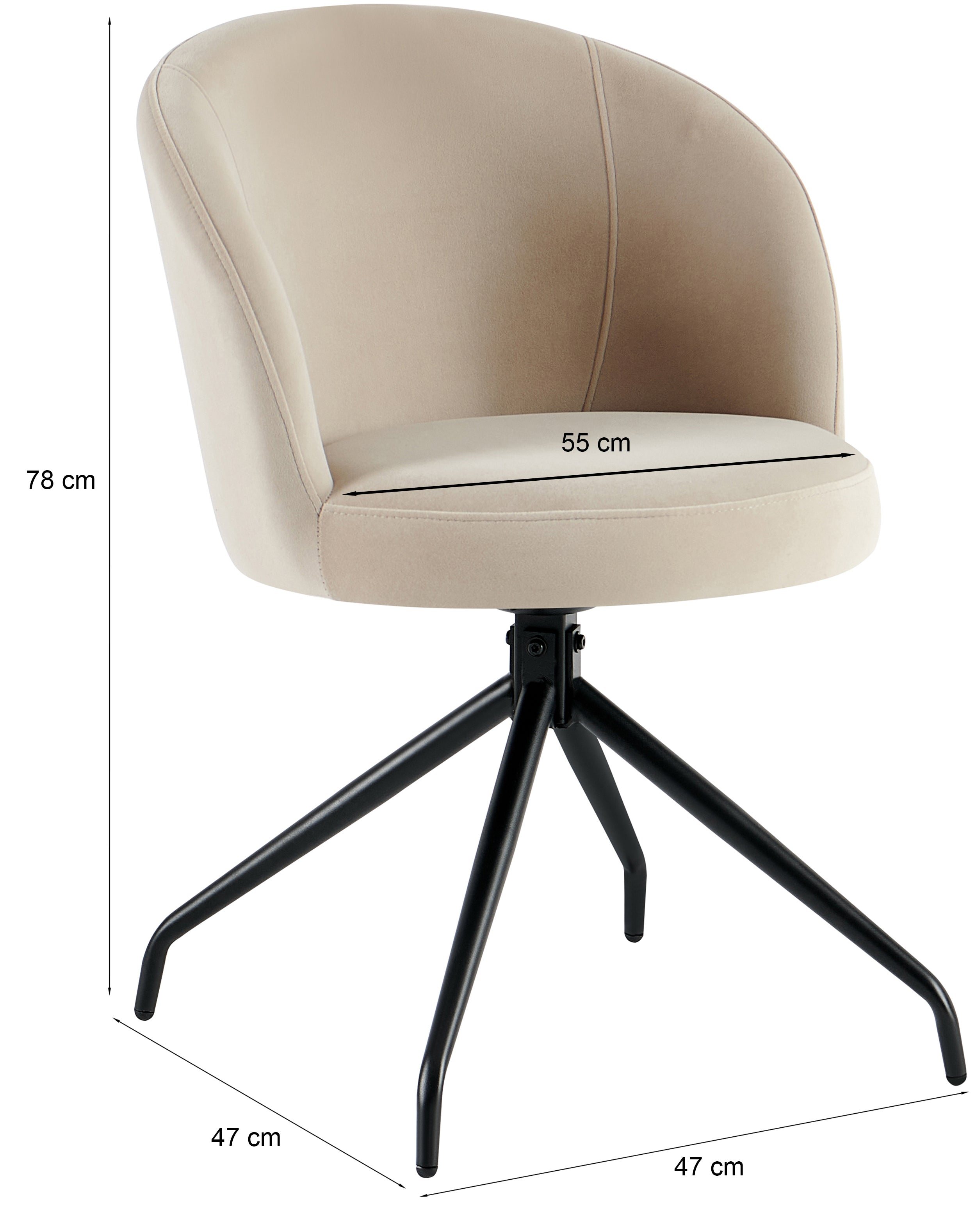 Bezugdrehstuhl für das Esszimmer Virella, beige Samt