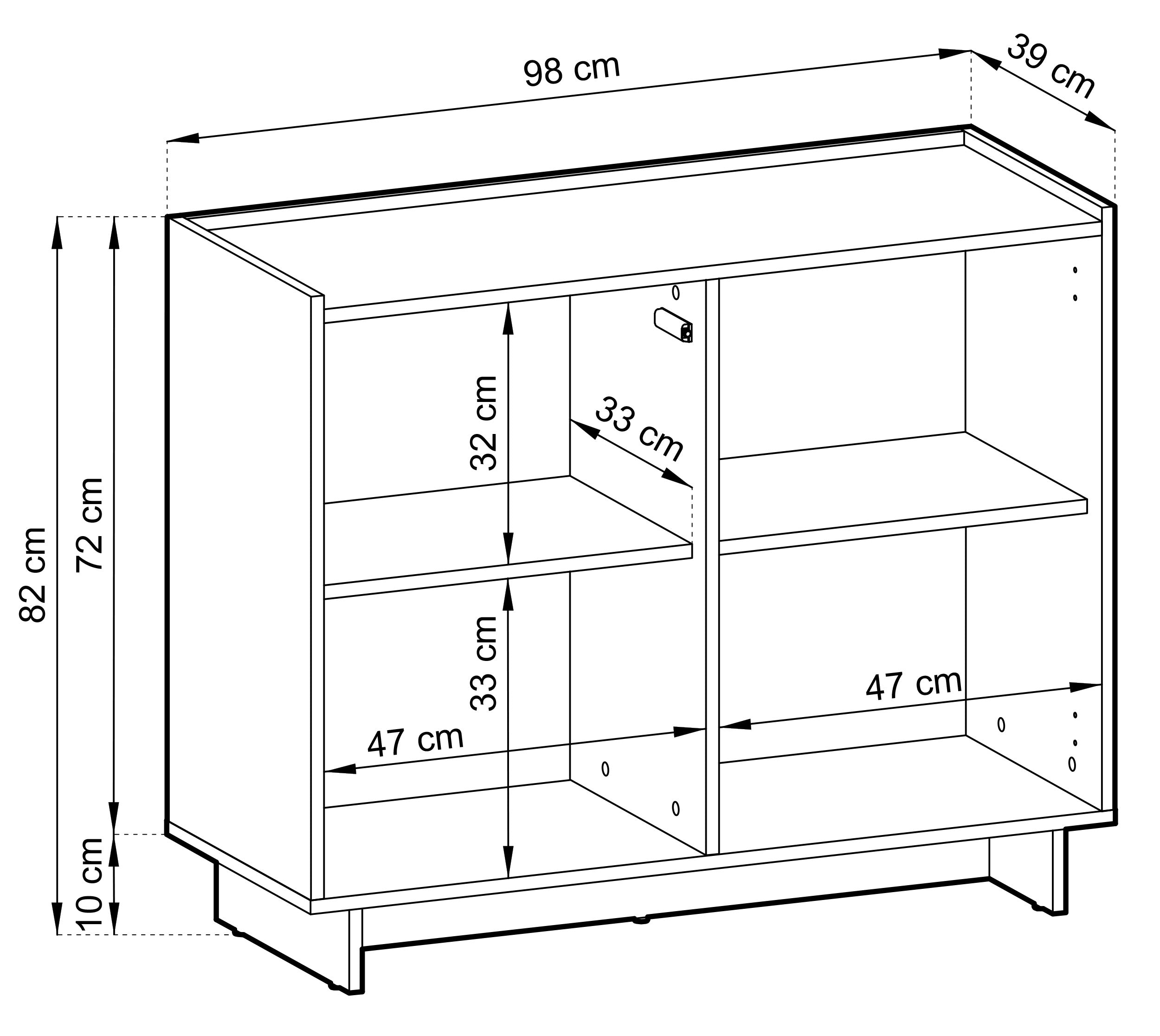 Zweitrürige Kommode Yasumi 98 cm Karamelleiche