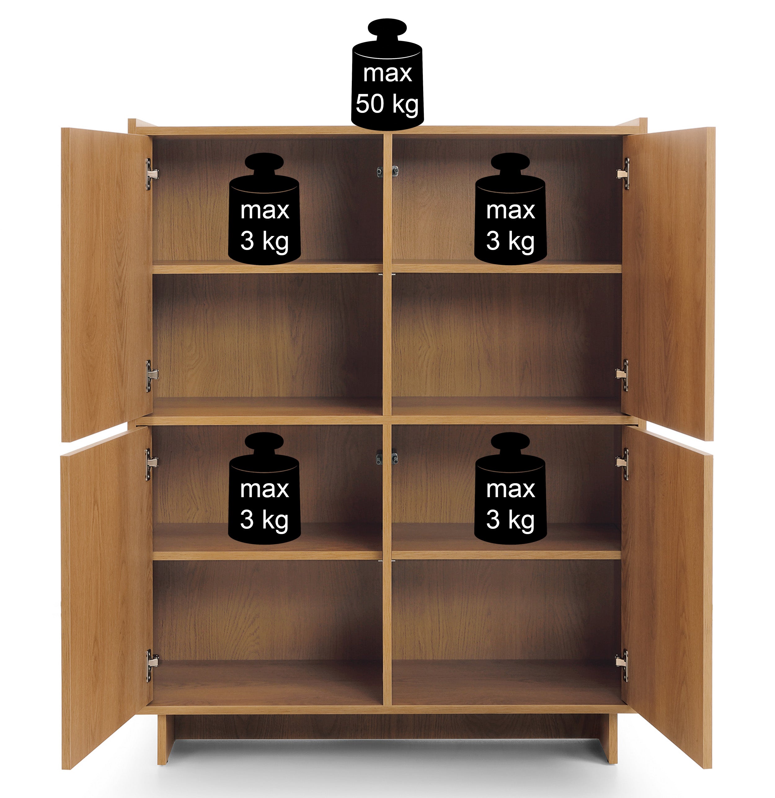 Vier­türige Kommode Yasumi 98 cm Karamelleiche