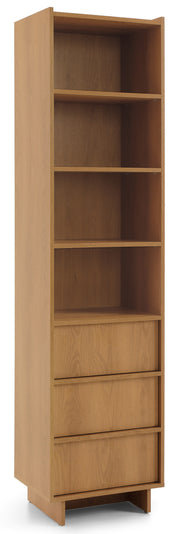Yasumi Regal mit drei Schubladen und Regalen, 50 cm, Karamelleiche