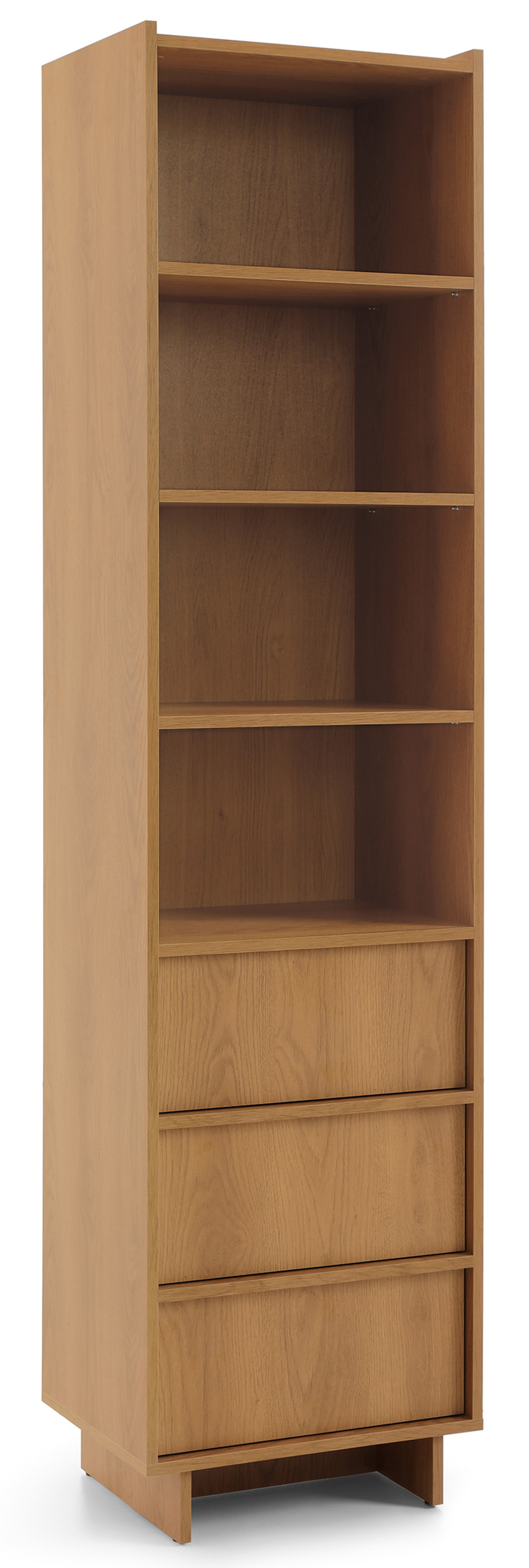 Yasumi Regal mit drei Schubladen und Regalen, 50 cm, Karamelleiche