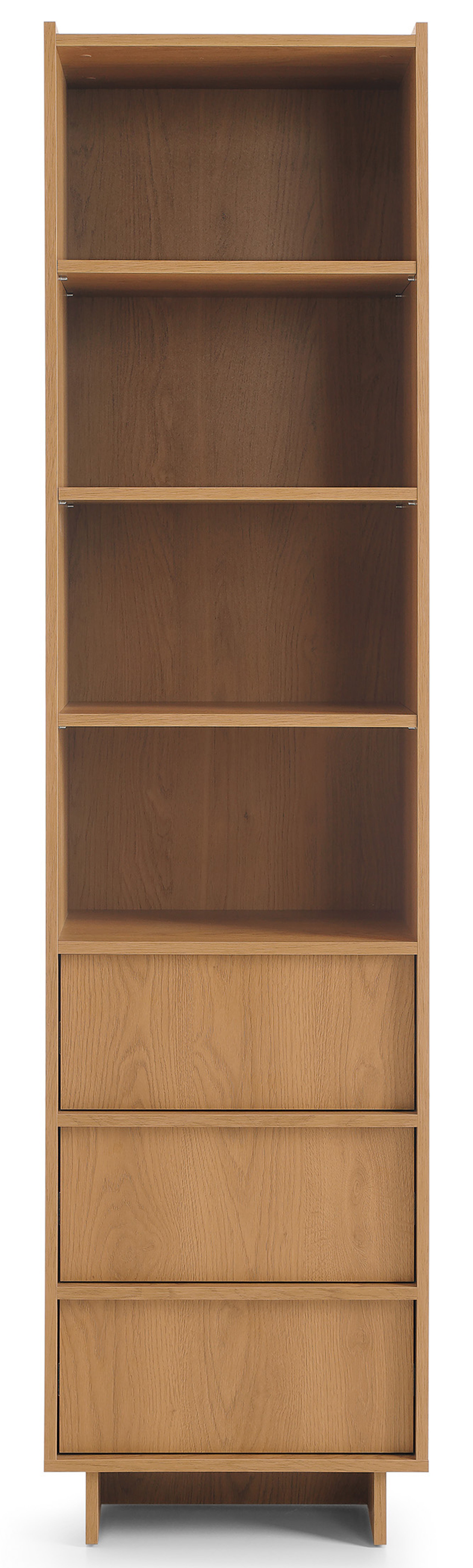 Yasumi Regal mit drei Schubladen und Regalen, 50 cm, Karamelleiche