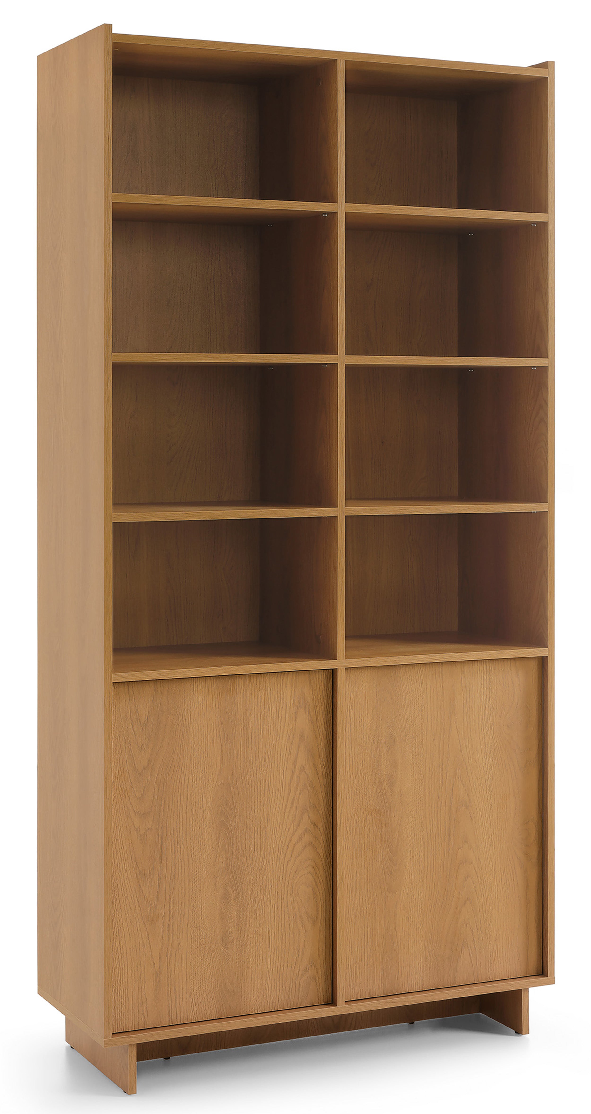 Zweittüriges Regal Yasumi mit Regalböden, 98 cm, Karamelleiche