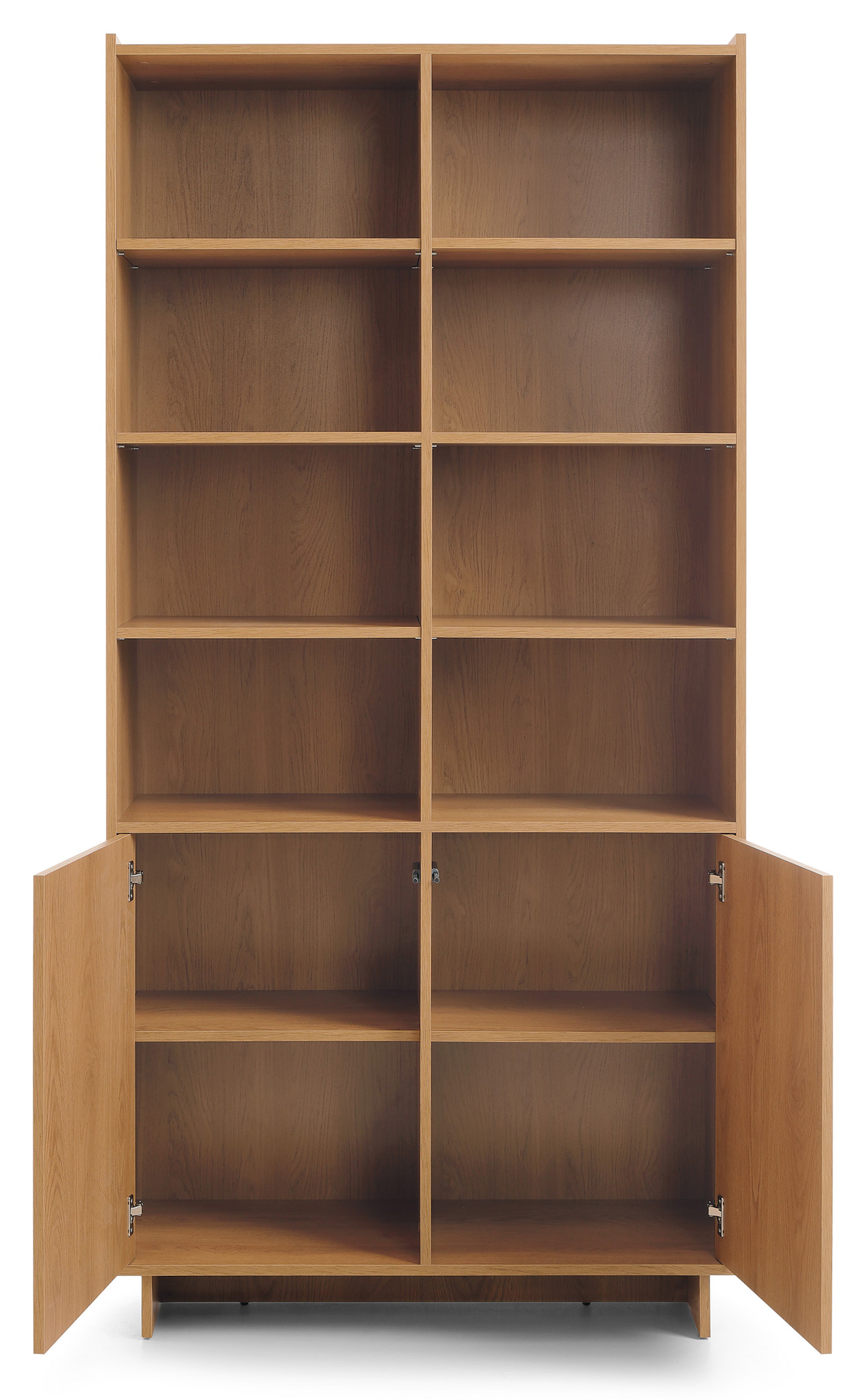 Zweittüriges Regal Yasumi mit Regalböden, 98 cm, Karamelleiche