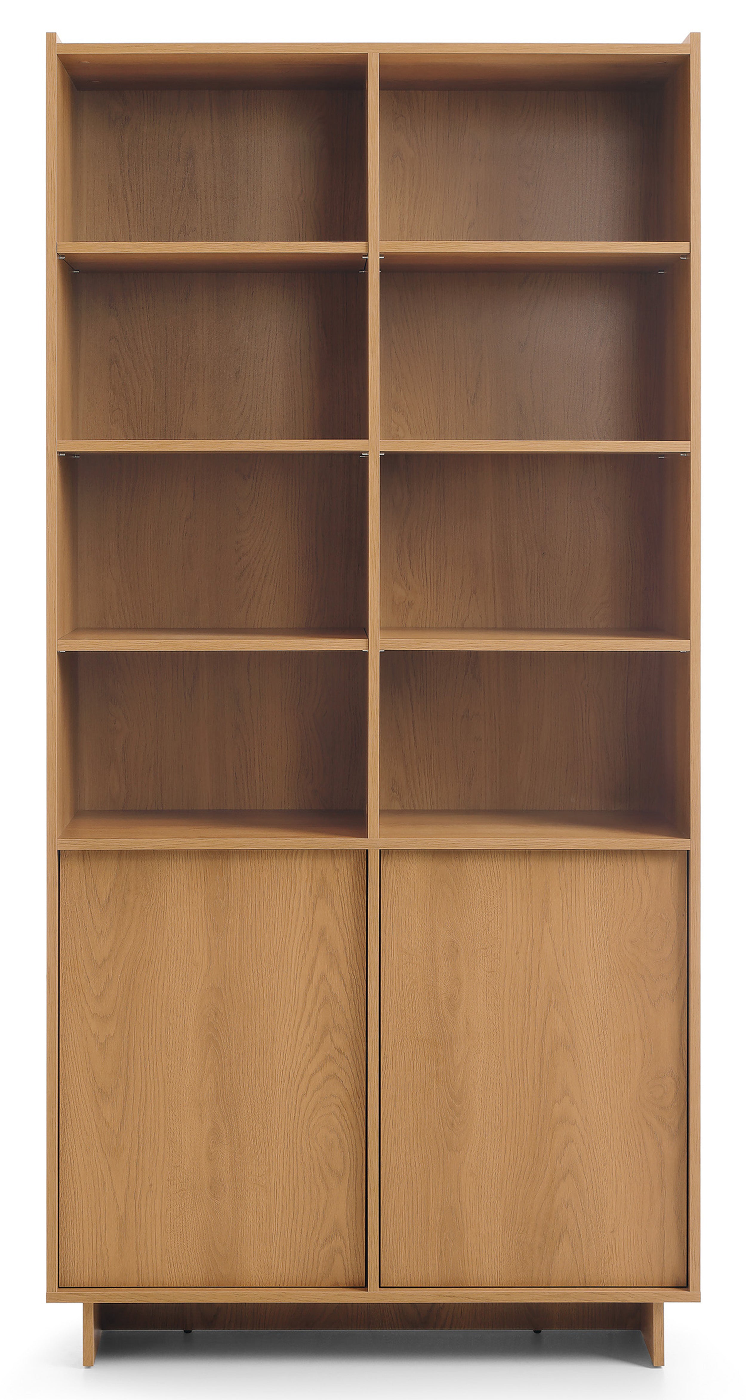 Zweittüriges Regal Yasumi mit Regalböden, 98 cm, Karamelleiche