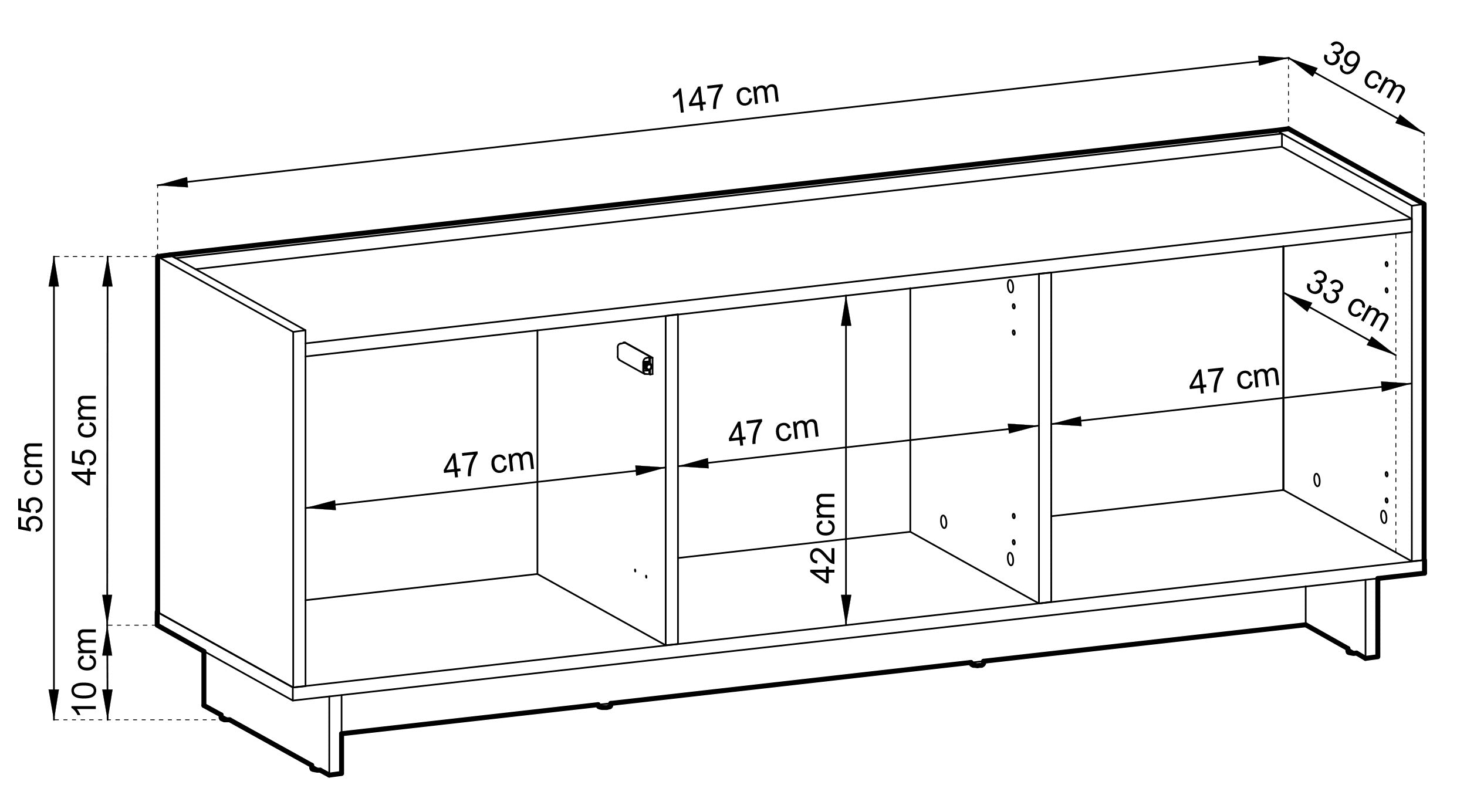 Drehtüriger TV-Schrank Yasumi 147 cm Karamelleiche