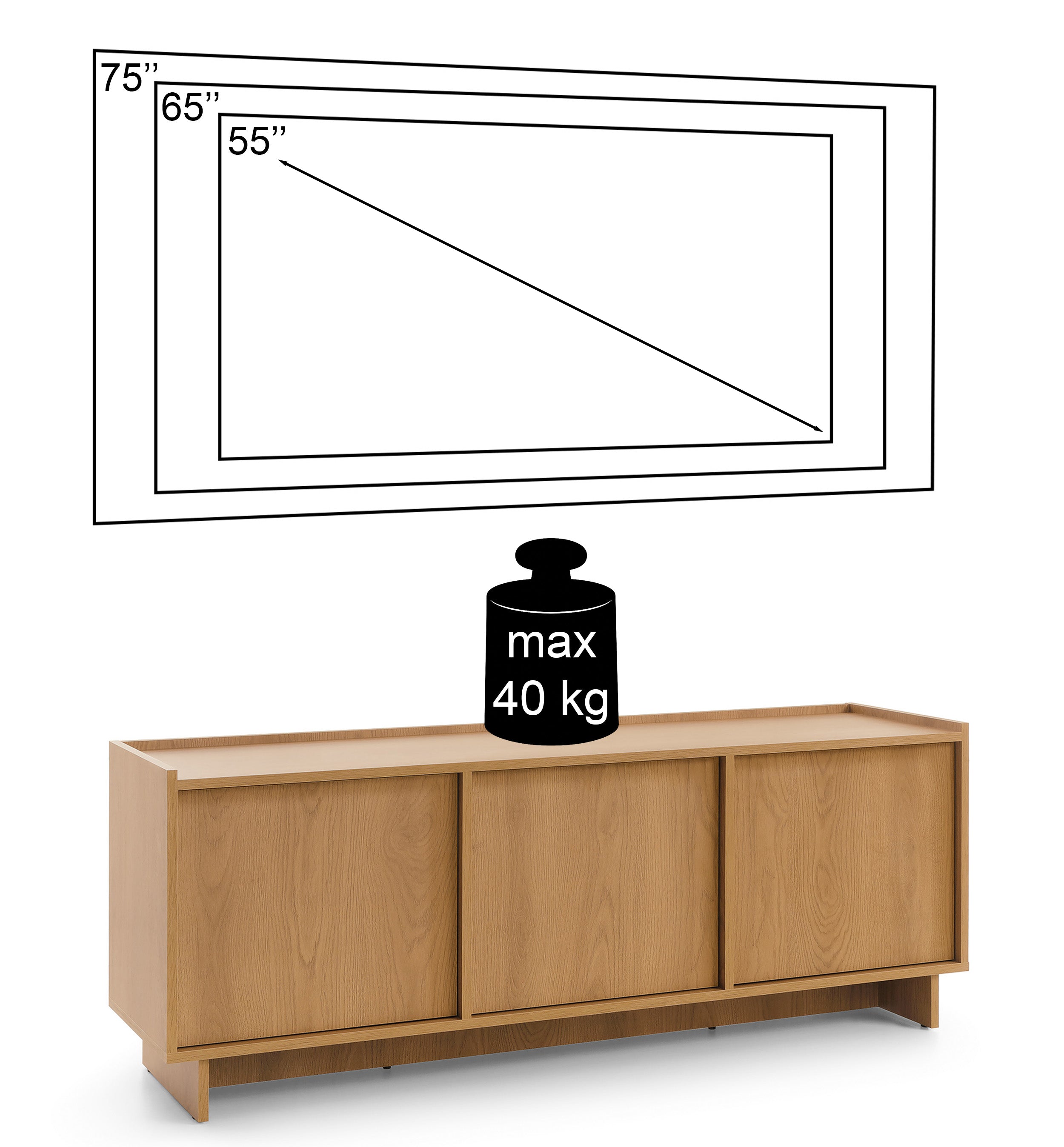 Drehtüriger TV-Schrank Yasumi 147 cm Karamelleiche