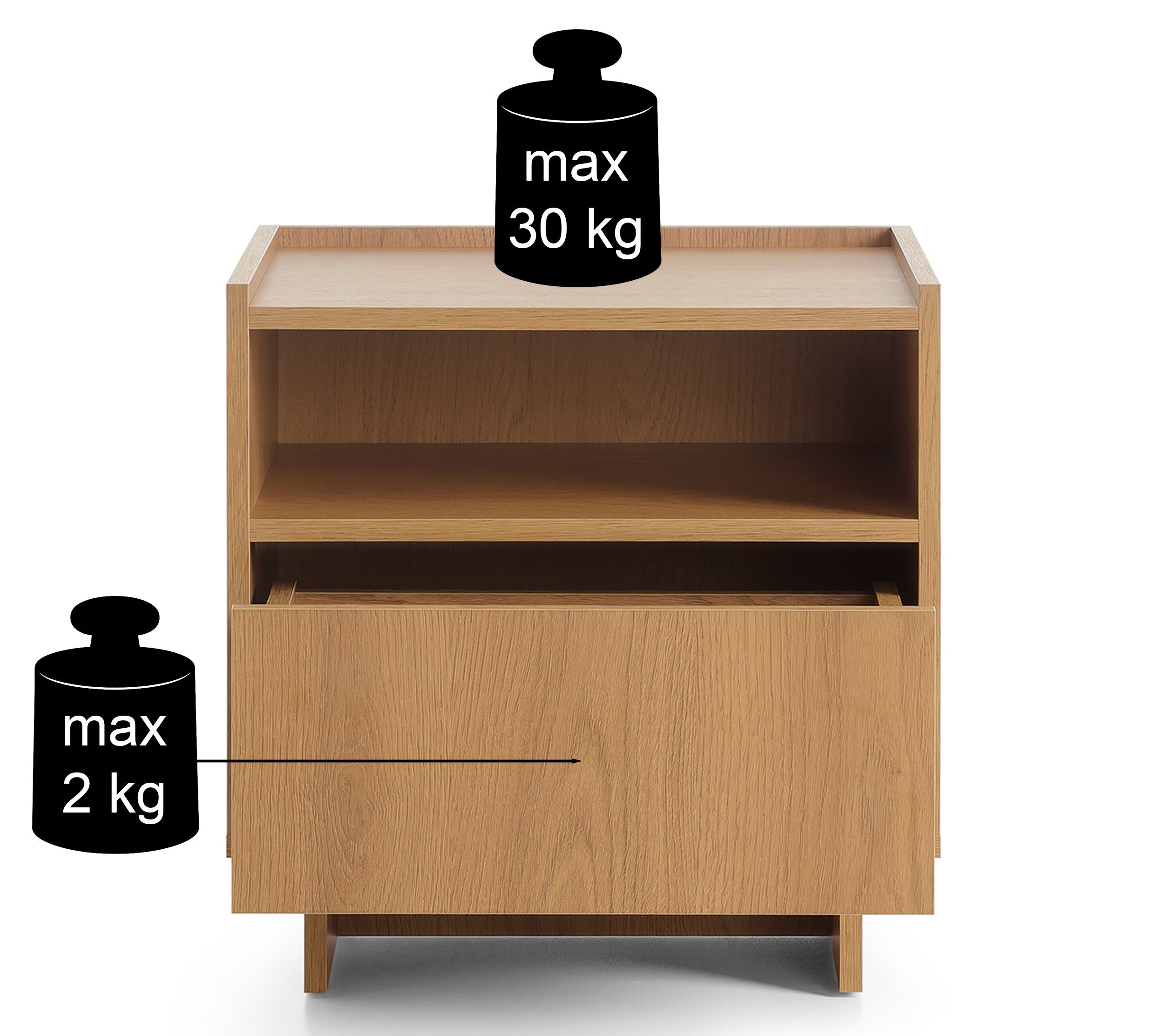 Nachttisch Yasumi mit Schublade und Fach, 50 cm, Karamelleiche