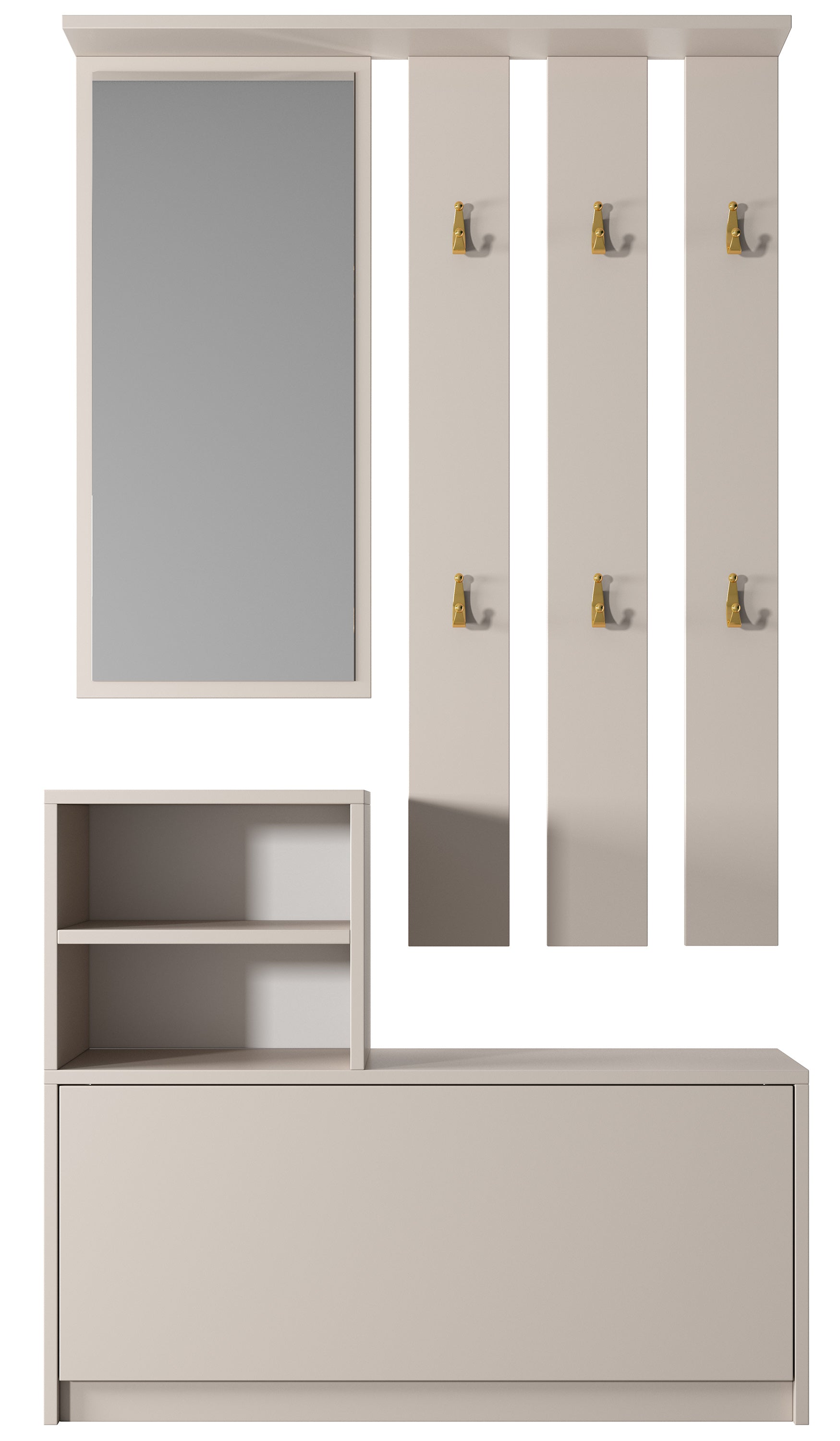 Yesfir Flur-Set mit Schuhschrank und Haken, 85 cm, Kaschmirfarben