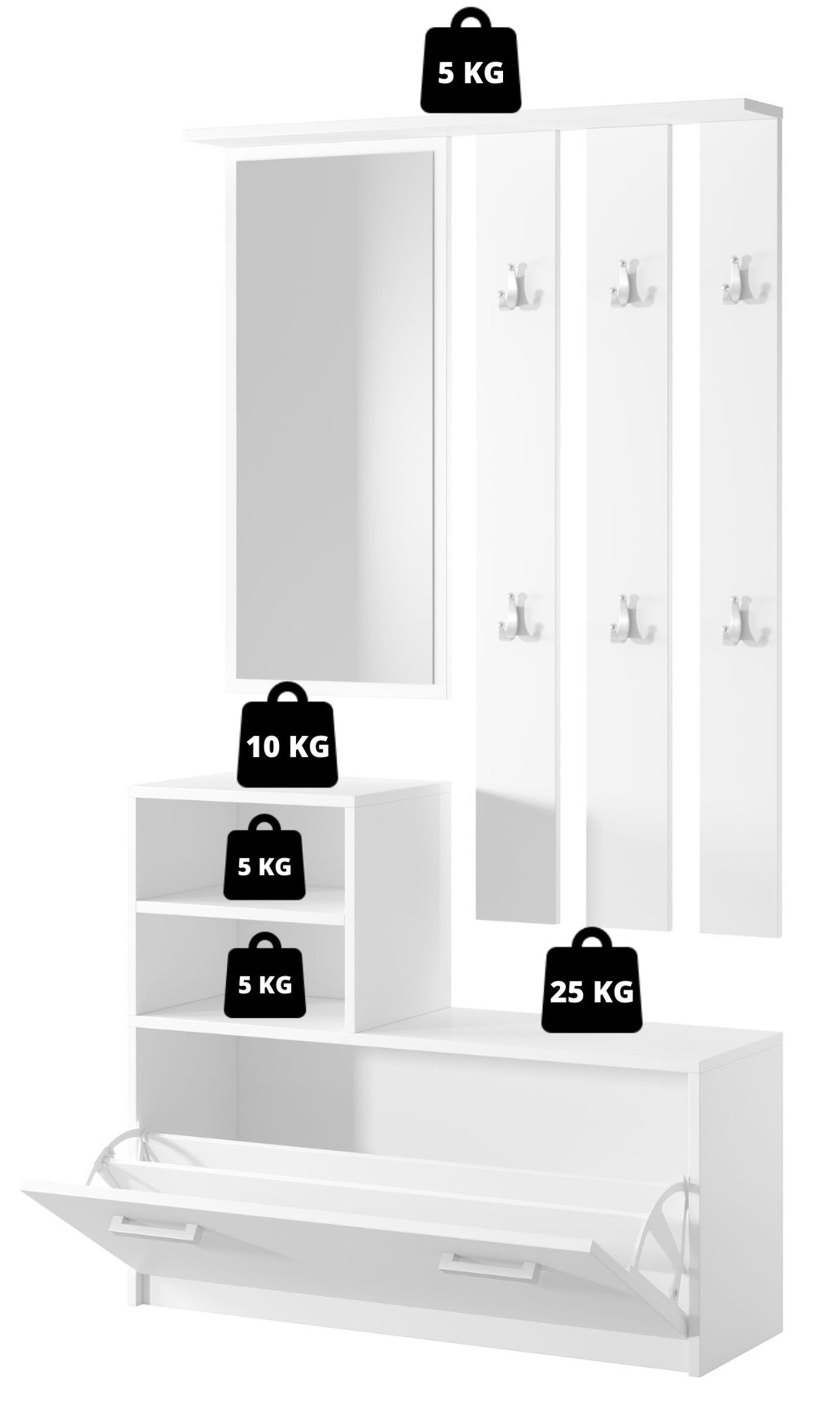 Yesfir Flur-Set mit Schuhschrank und Haken, 85 cm, Kaschmirfarben