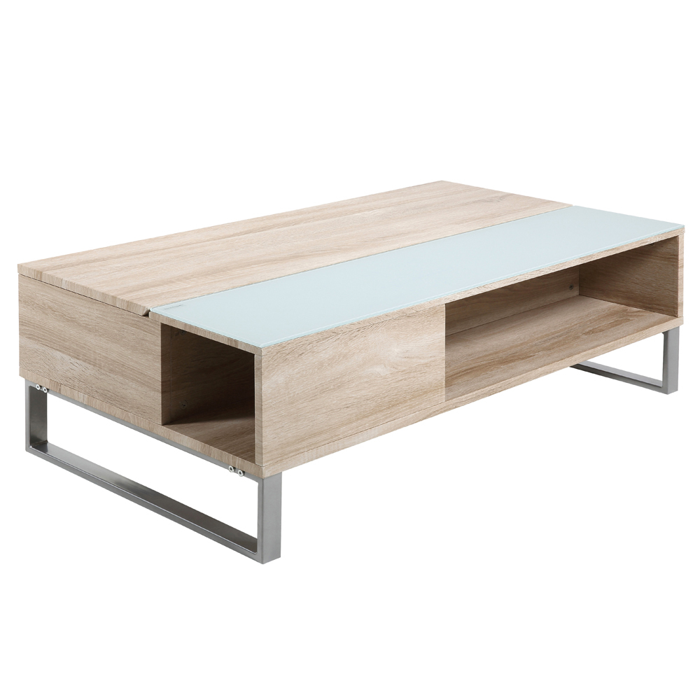 Couchtisch Kostrena 110x60 cm Sonoma Eiche mit Glaseinsatz