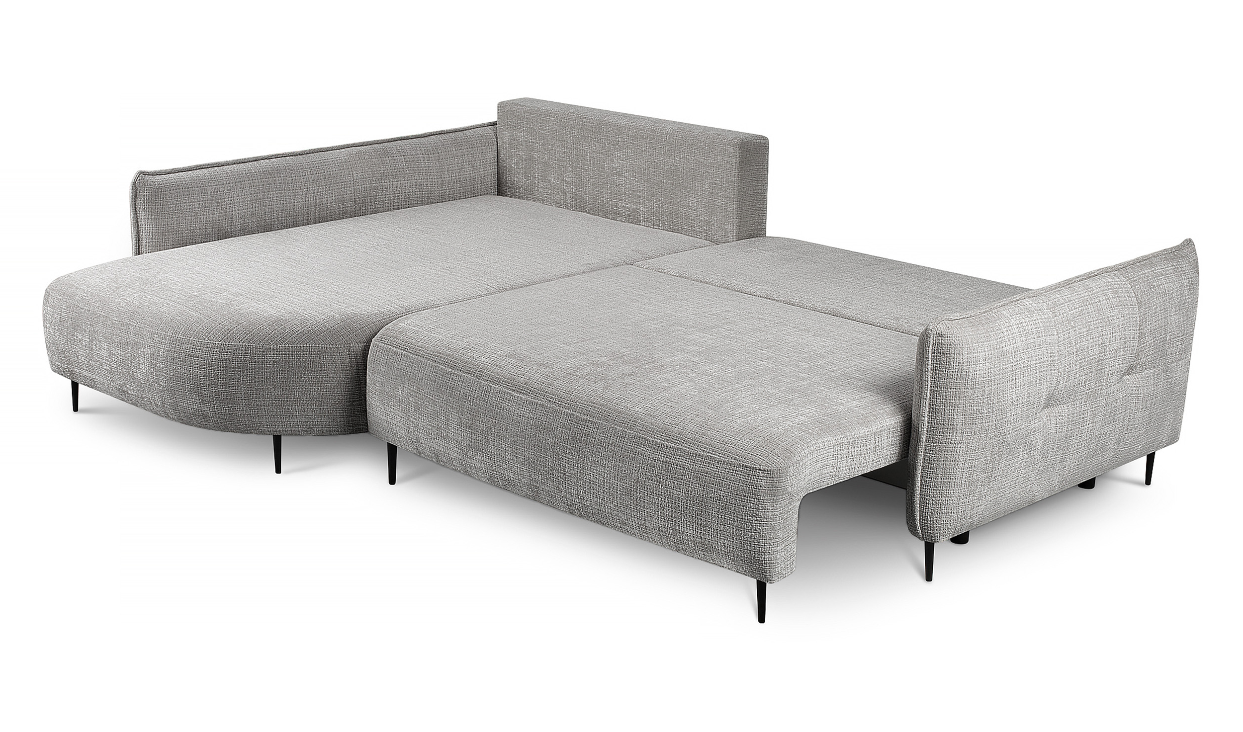 Ecksofa Oblivio mit Schlaffunktion L-förmig mit Stauraum graues Chenille linksseitig